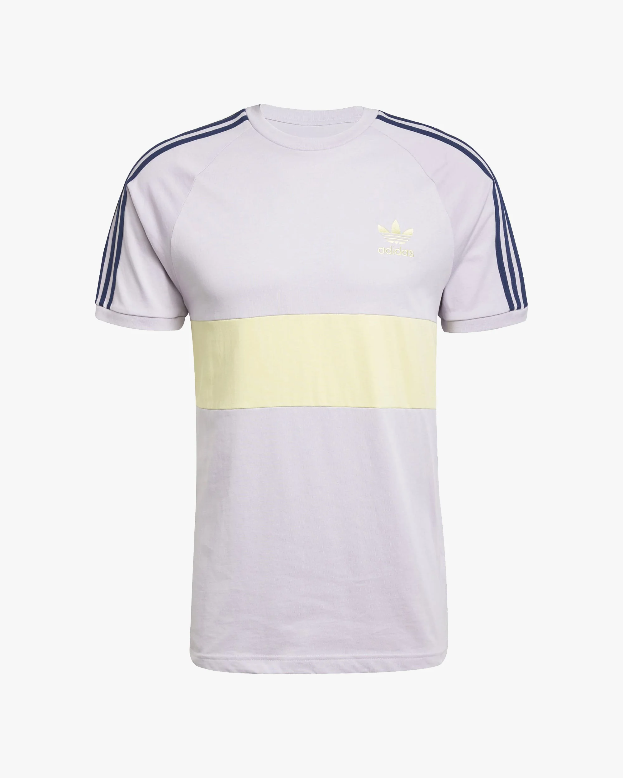 Adidas 3-Stripes Panel Tee - Silver Dawn / Powder Yellow - Image 6