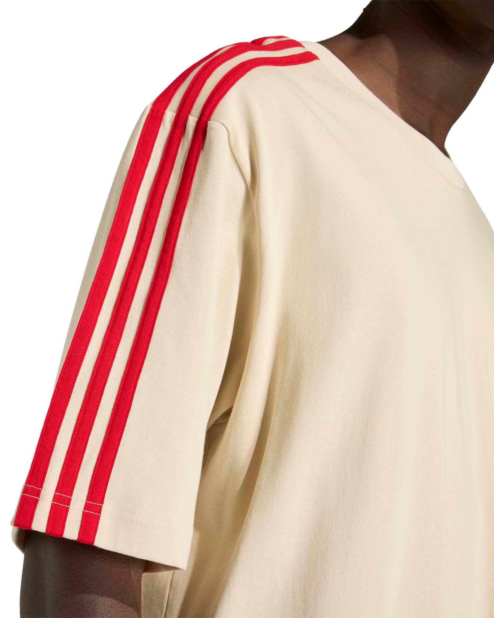 Adidas 3-Stripes Tee - Crystal Linen / Better Scarlet - Image 3