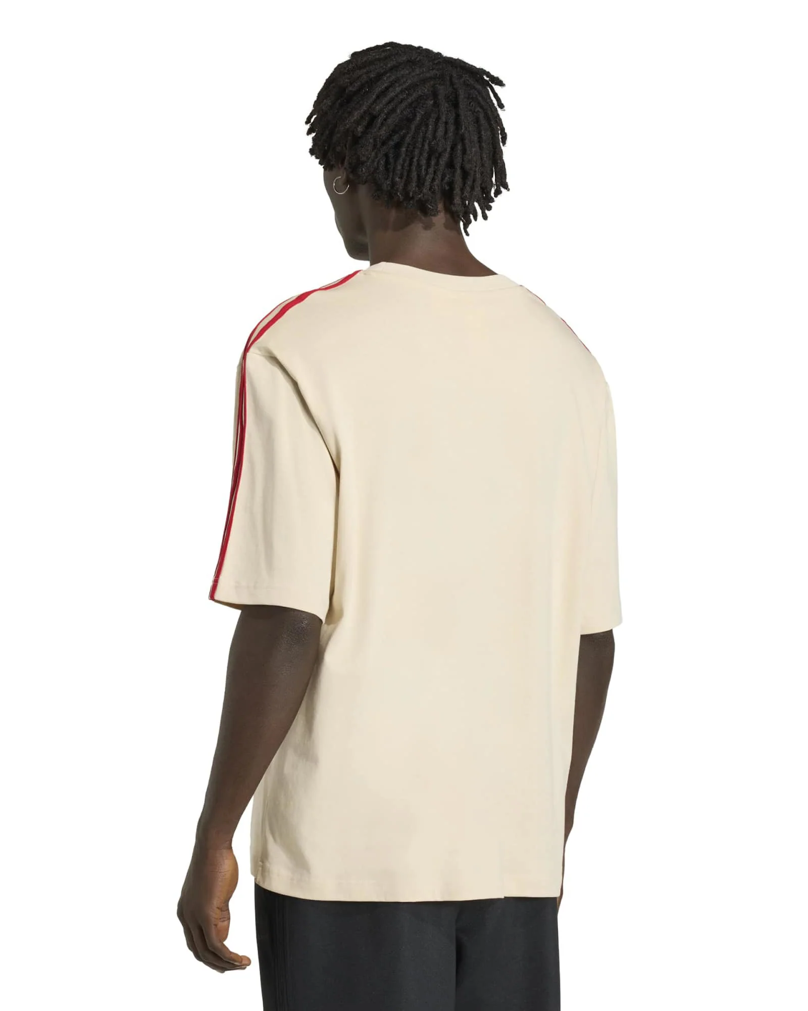 Adidas 3-Stripes Tee - Crystal Linen / Better Scarlet - Image 4
