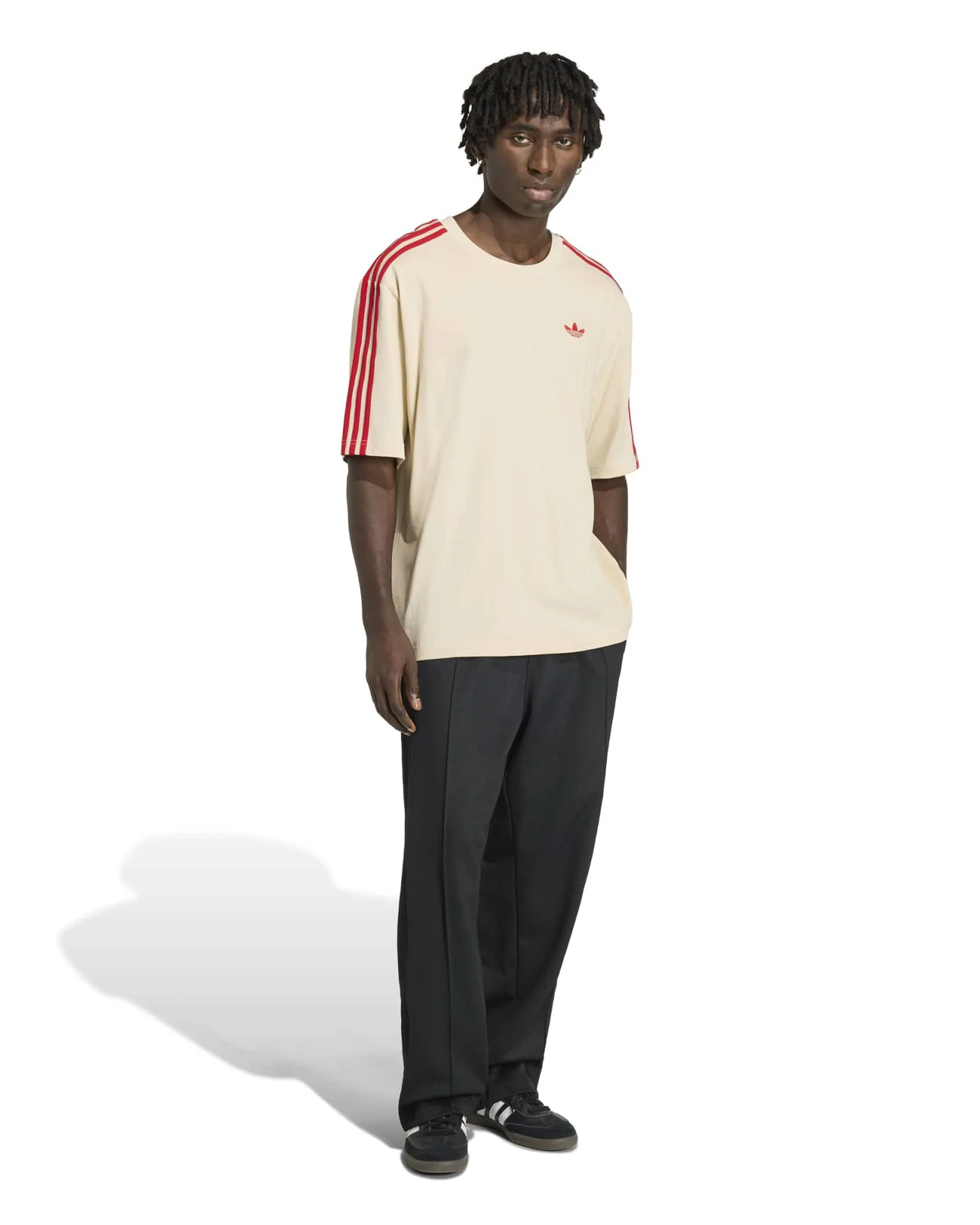 Adidas 3-Stripes Tee - Crystal Linen / Better Scarlet - Image 5