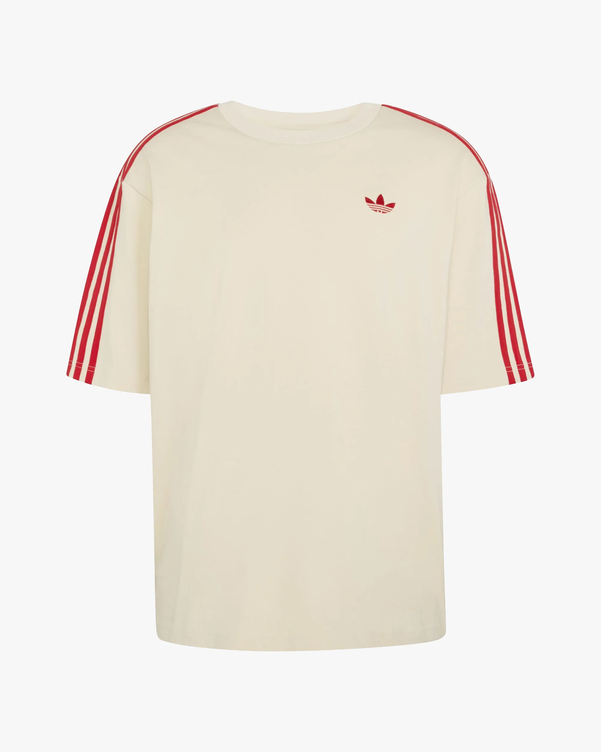 Adidas 3-Stripes Tee - Crystal Linen / Better Scarlet - Image 6