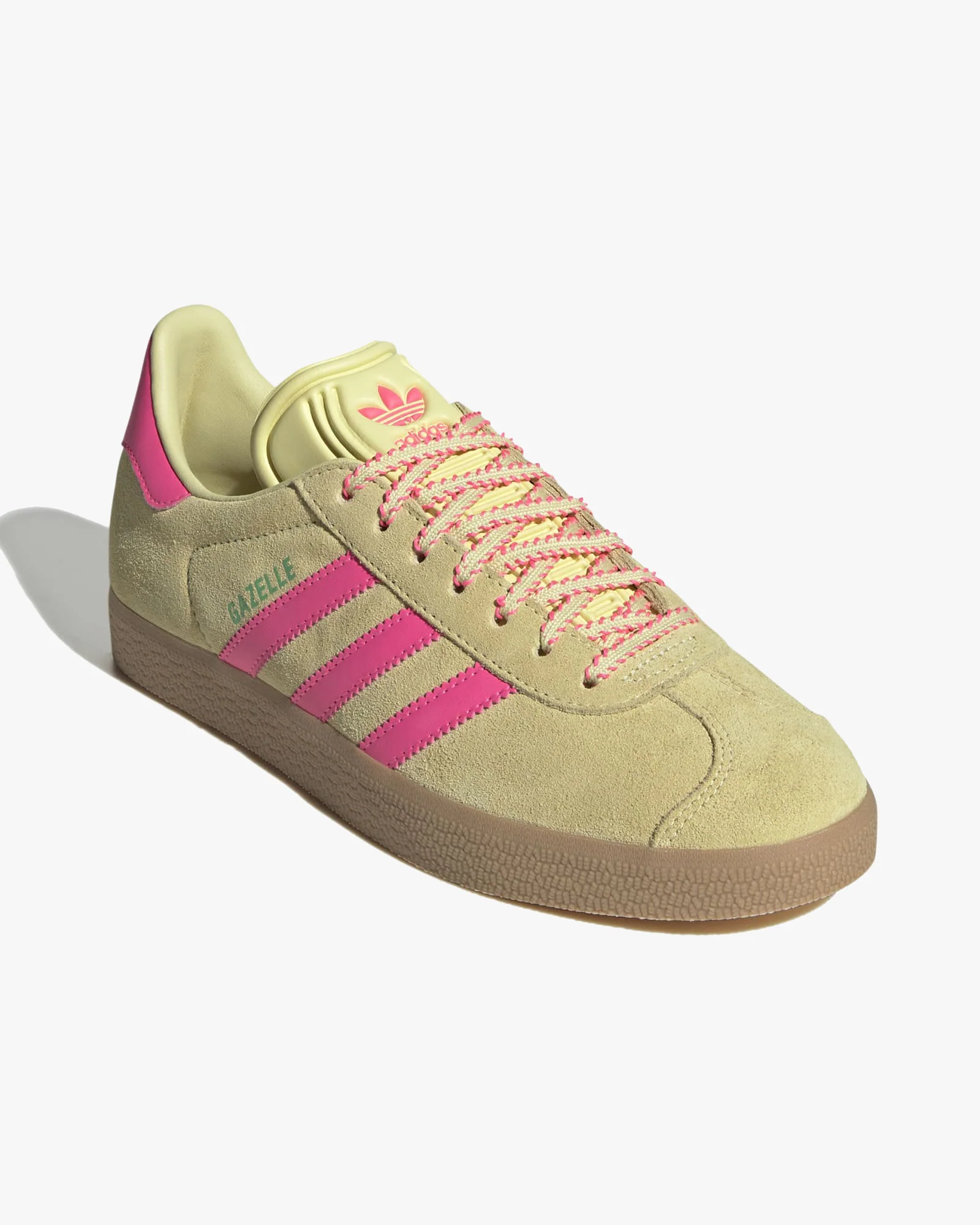 Adidas Womens Gazelle - Powder Yellow / Lucid Pink / Gum - Image 8