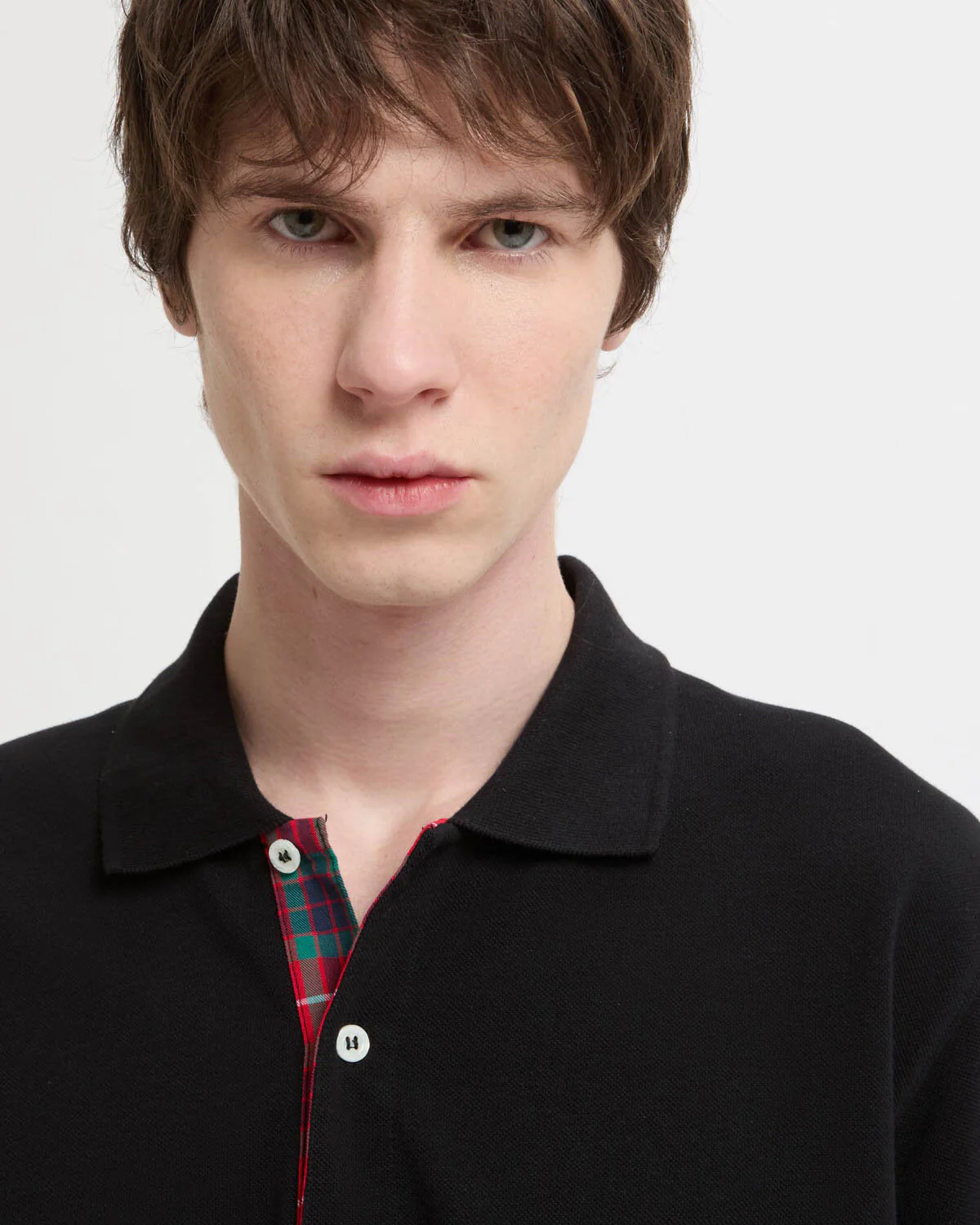Baracuta Tartan Placket Polo Shirt - Black - Image 3