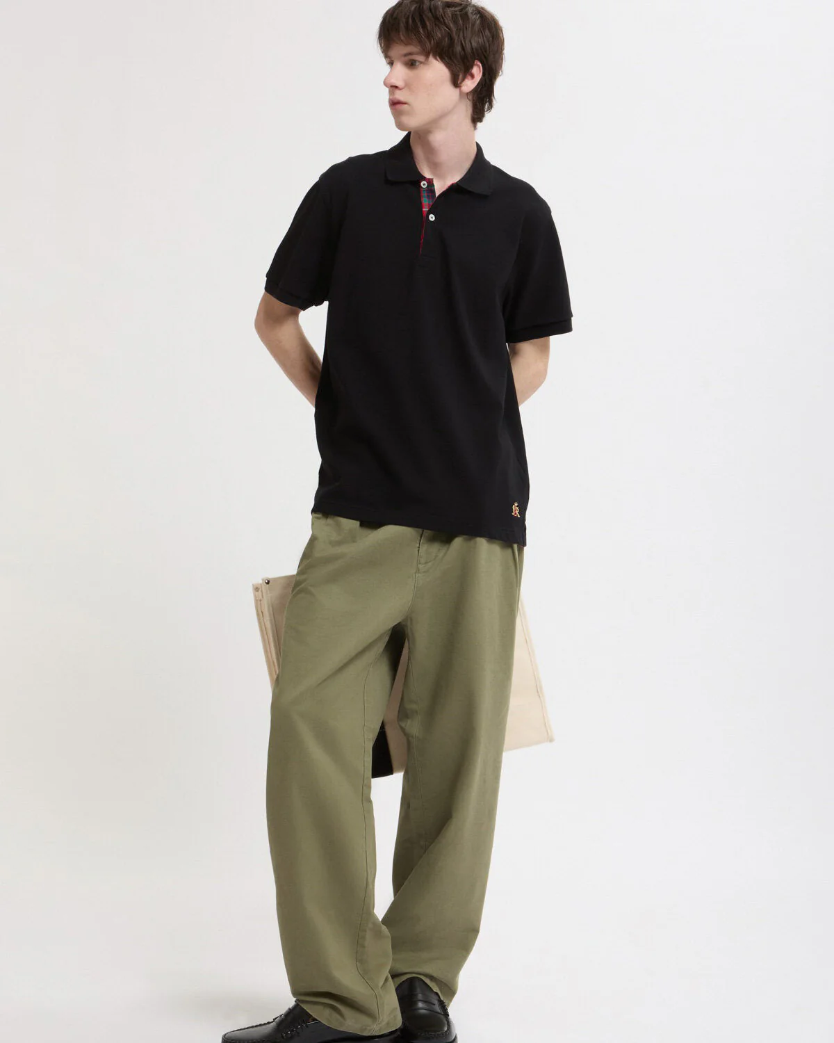 Baracuta Tartan Placket Polo Shirt - Black - Image 4