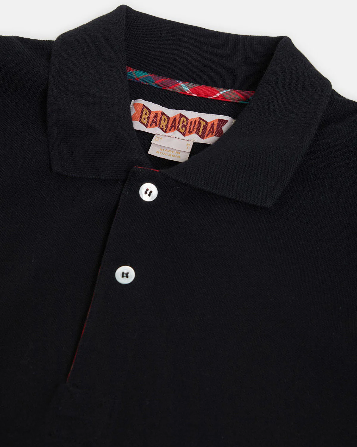 Baracuta Tartan Placket Polo Shirt - Black - Image 6