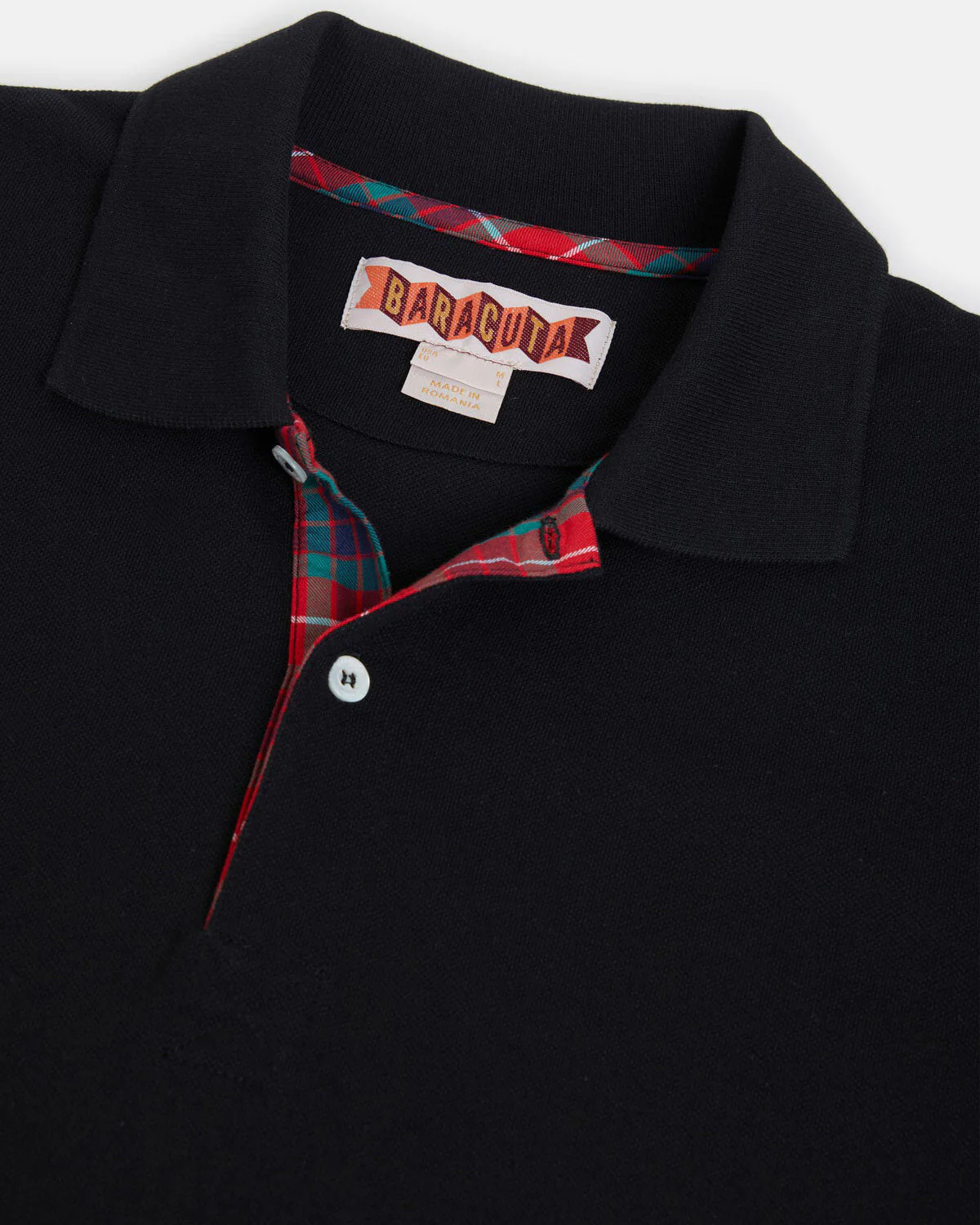 Baracuta Tartan Placket Polo Shirt - Black - Image 8