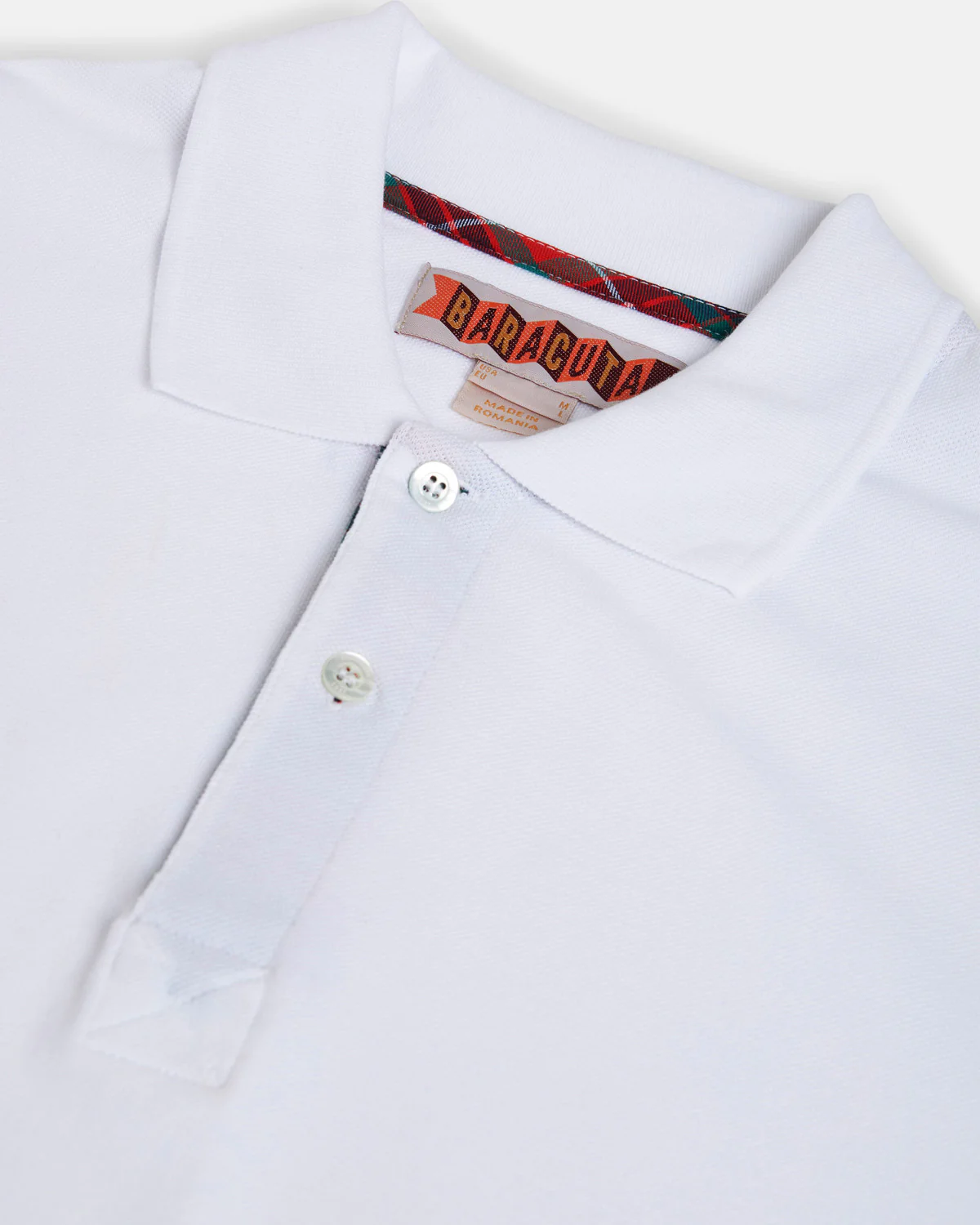 Baracuta Tartan Placket Polo Shirt - Bone White - Image 6