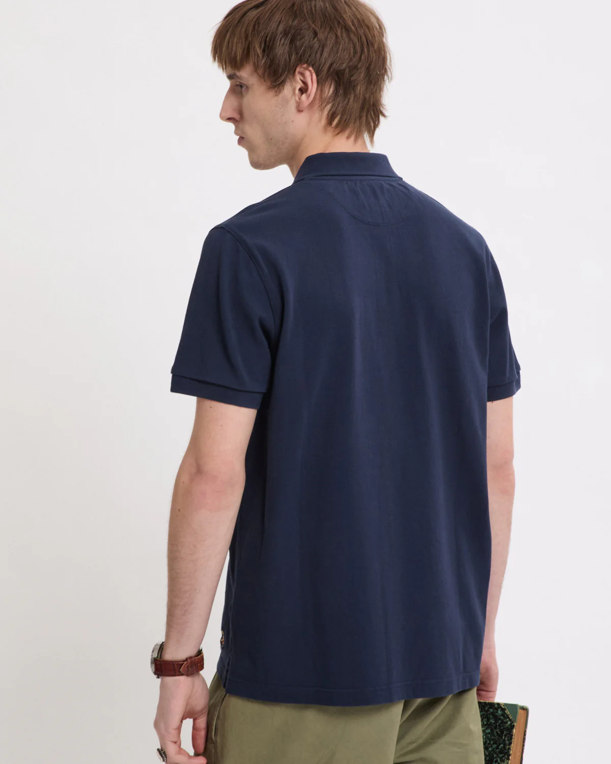Baracuta Tartan Placket Polo Shirt - Navy - Image 5