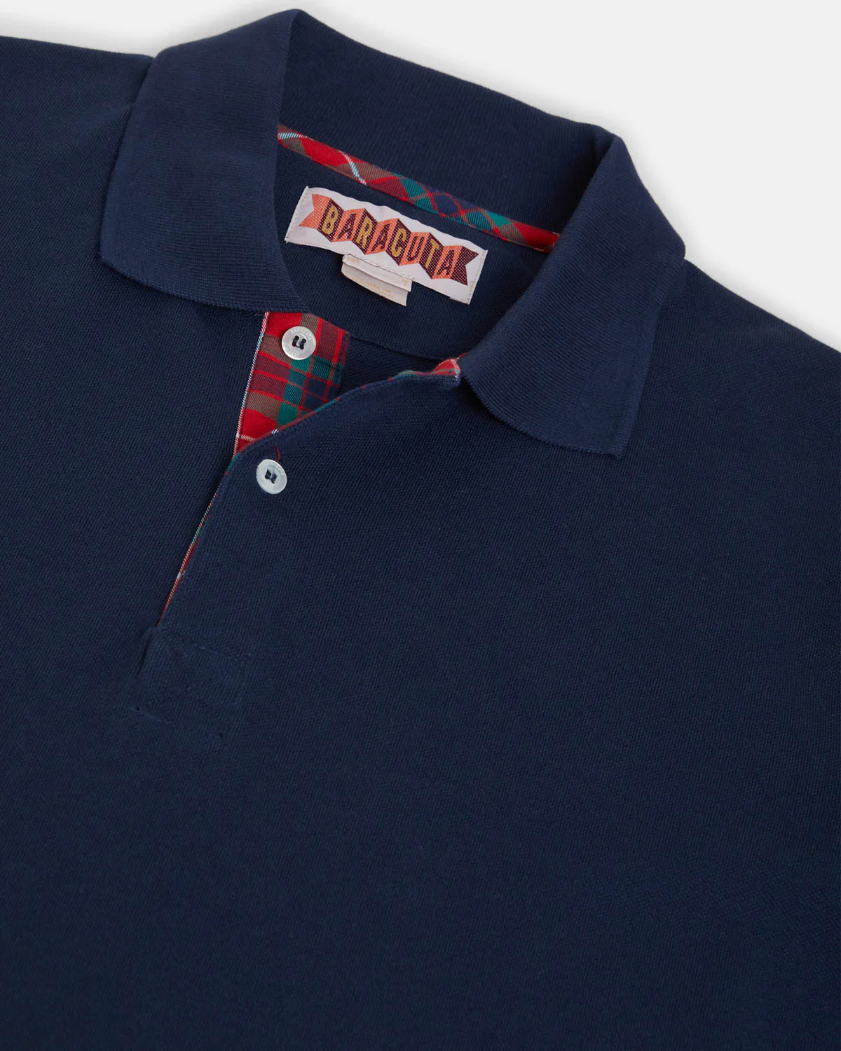 Baracuta Tartan Placket Polo Shirt - Navy - Image 7