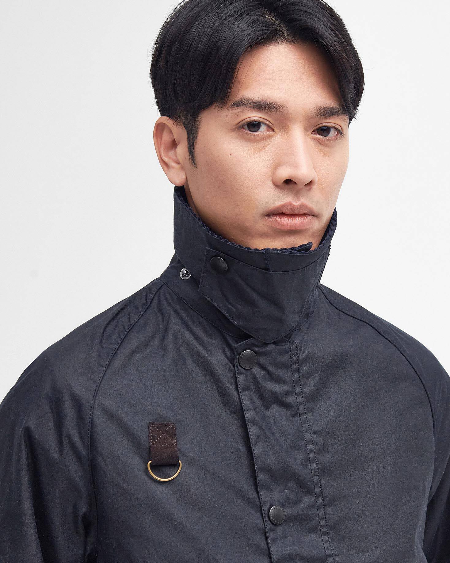 Barbour Heritage Spey Slim Waxed Jacket - Navy - Image 2