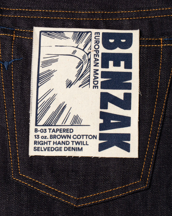 Benzak Denim Developers B-03 Regular Tapered Mens Jeans - 13oz Brown Cotton Selvedge - Image 7