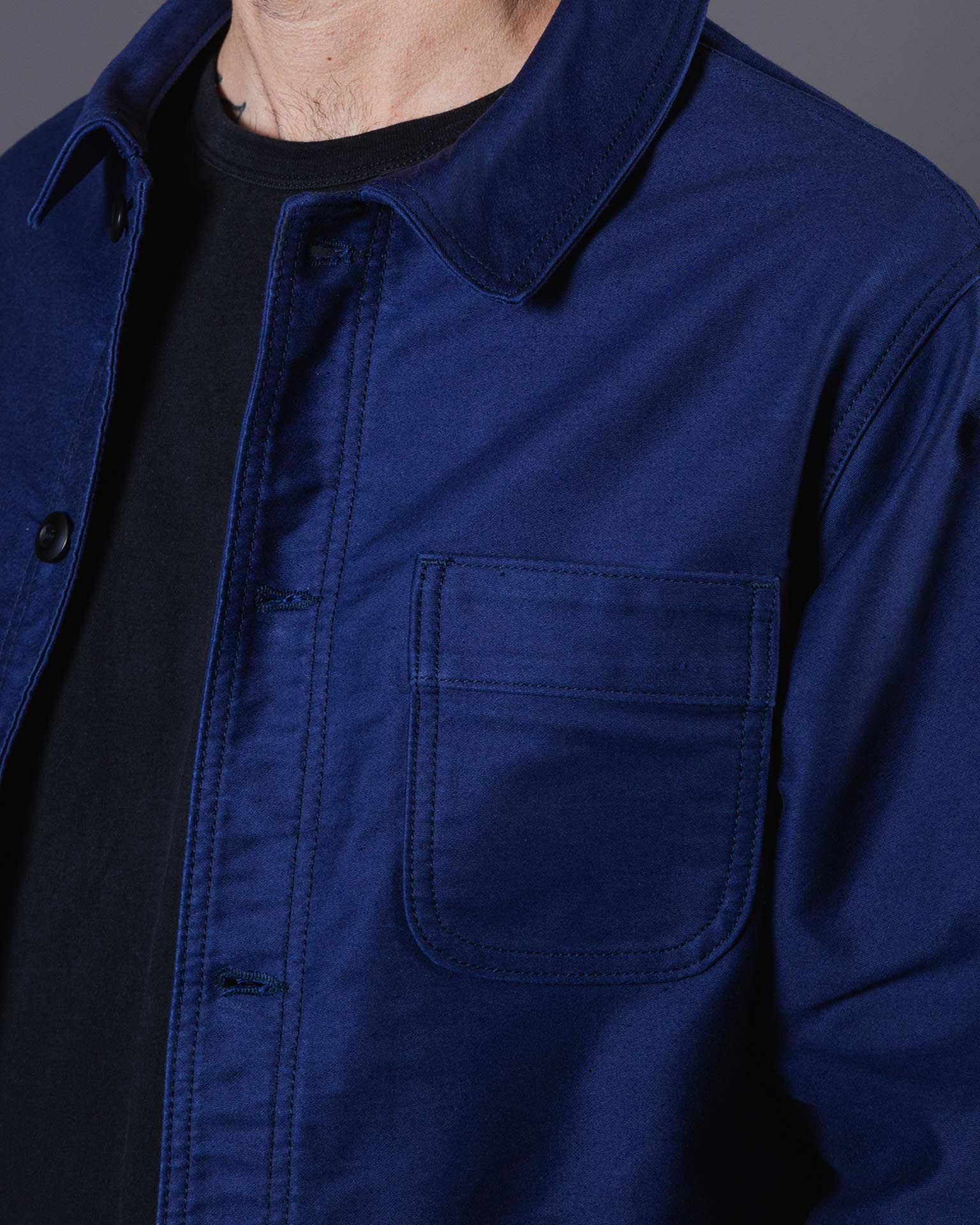 Benzak Denim Developers BWJ-03 French Workwear Jacket - 11oz Worker Blue Moleskin - Image 4