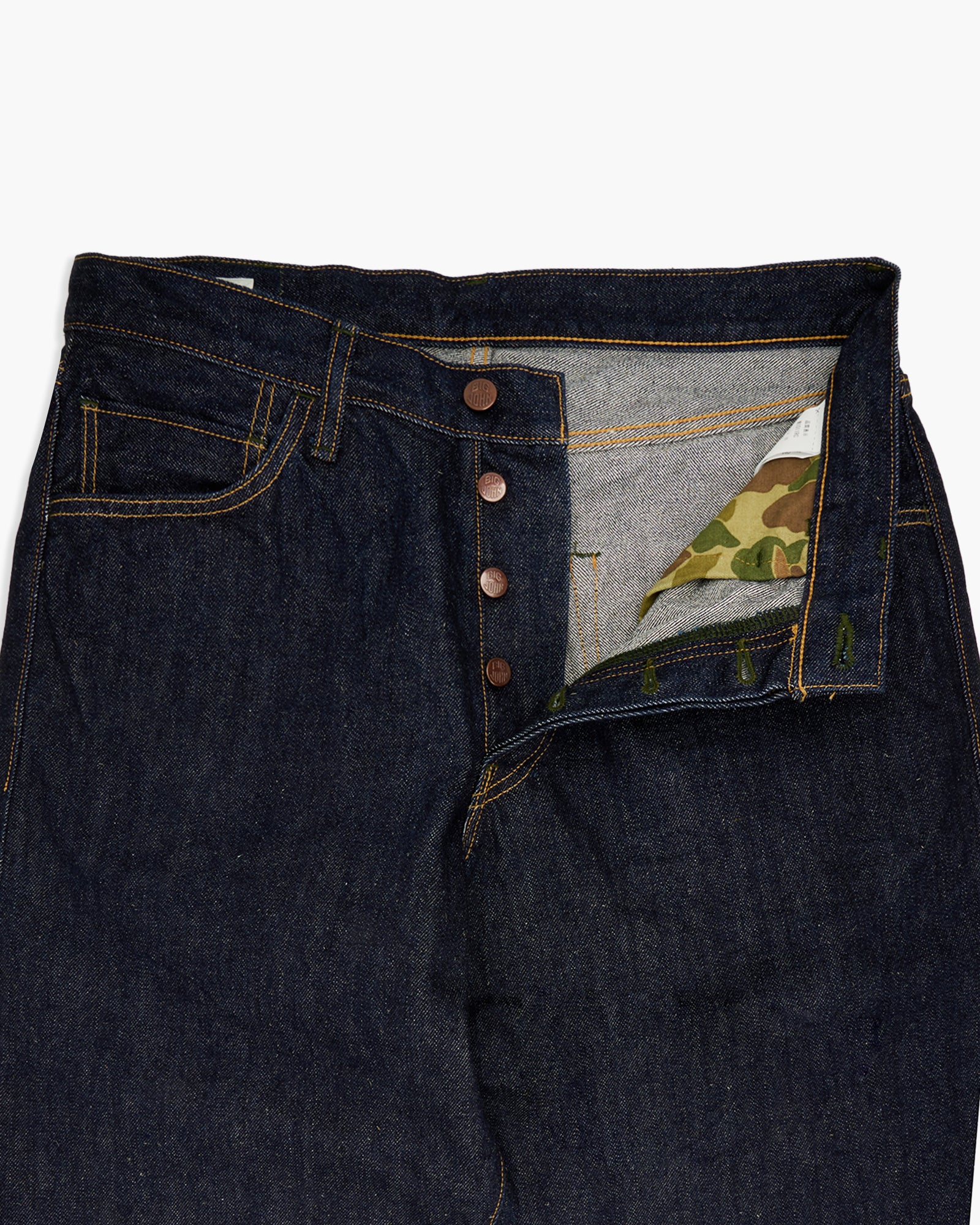 Big John Green Label M1011RC Wild Duck Yoshi Denim Wide Straight Selvedge Jeans - Indigo Onewash - Image 14