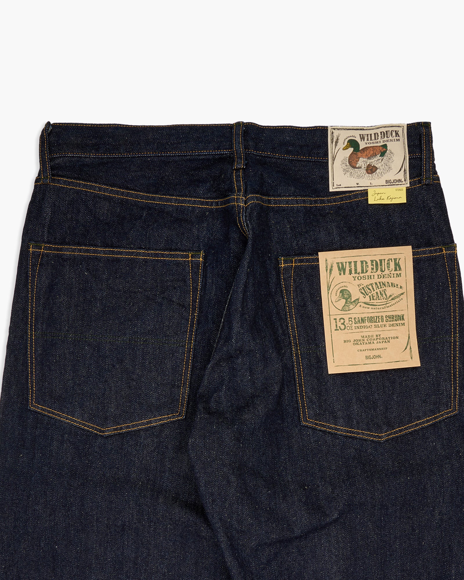 Big John Green Label M1011RC Wild Duck Yoshi Denim Wide Straight Selvedge Jeans - Indigo Onewash - Image 15