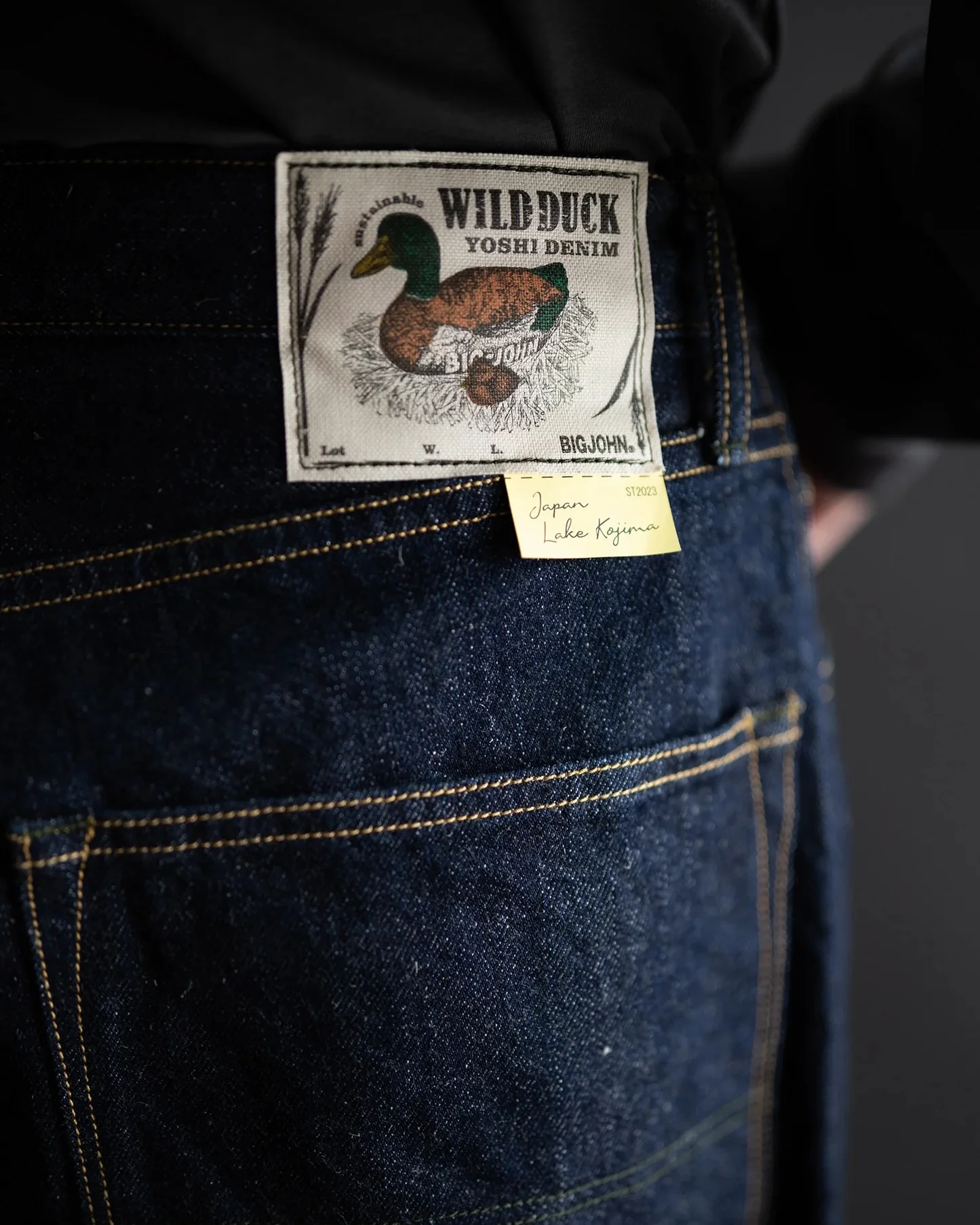 Big John Green Label M1011RC Wild Duck Yoshi Denim Wide Straight Selvedge Jeans - Indigo Onewash - Image 6