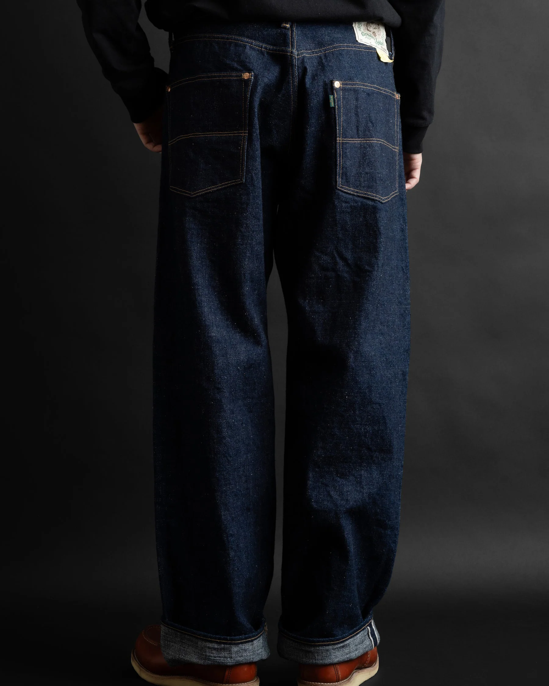 Big John Green Label M1012RC Wild Duck Wide Straight Selvedge Jeans - Indigo Onewash - Image 4