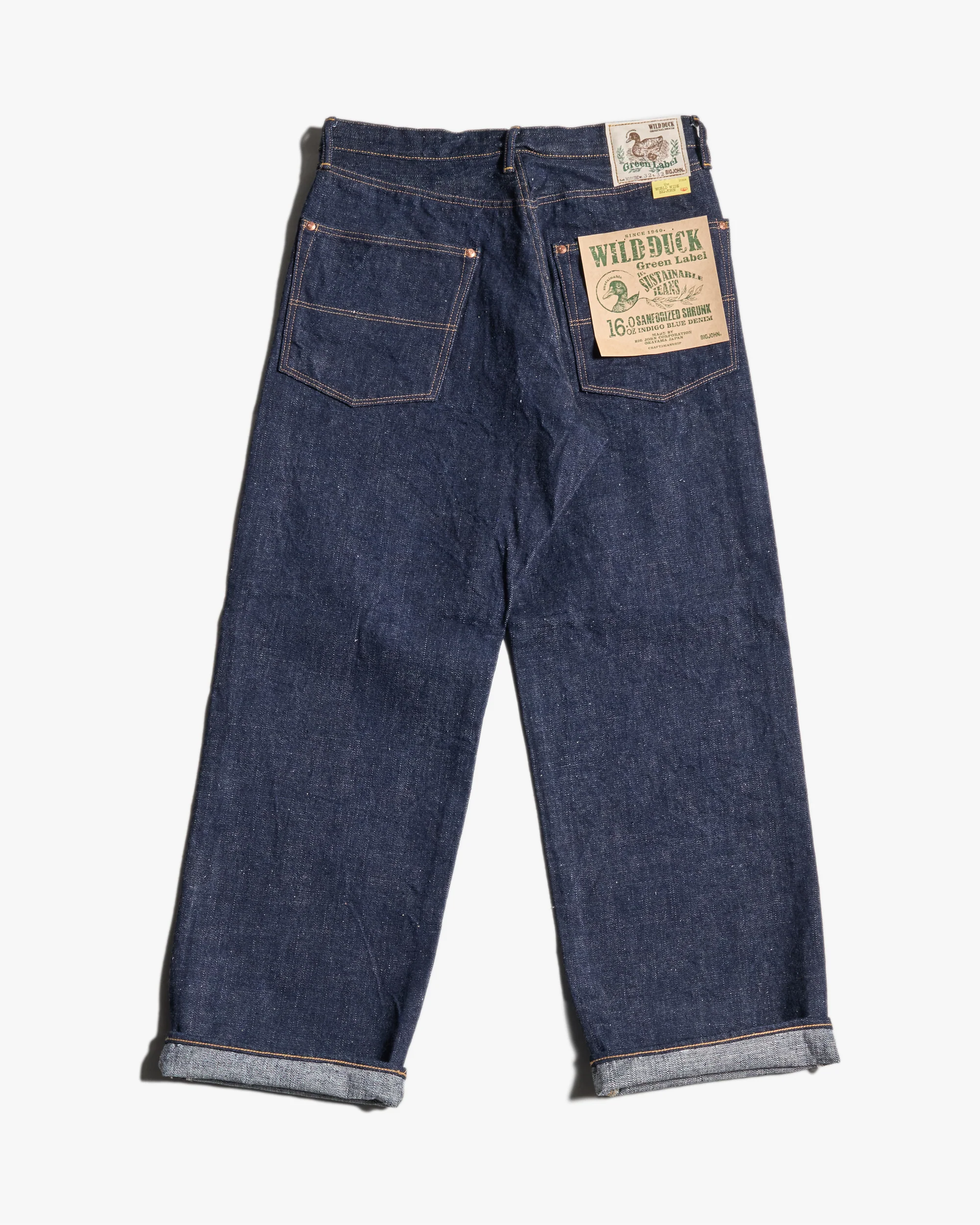 Big John Green Label M1012RC Wild Duck Wide Straight Selvedge Jeans - Indigo Onewash - Image 5