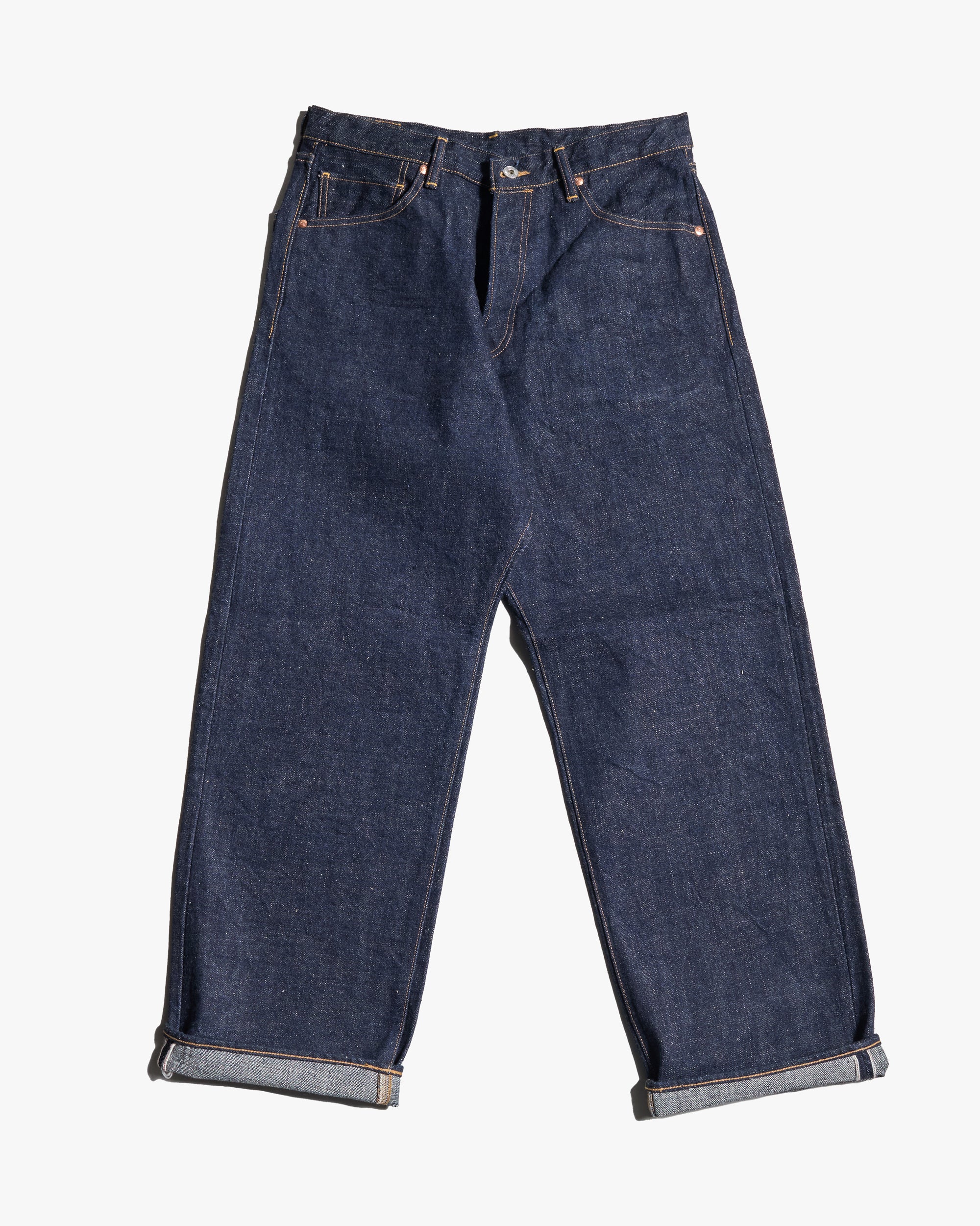 Big John Green Label M1012RC Wild Duck Wide Straight Selvedge Jeans - Indigo Onewash - Image 6