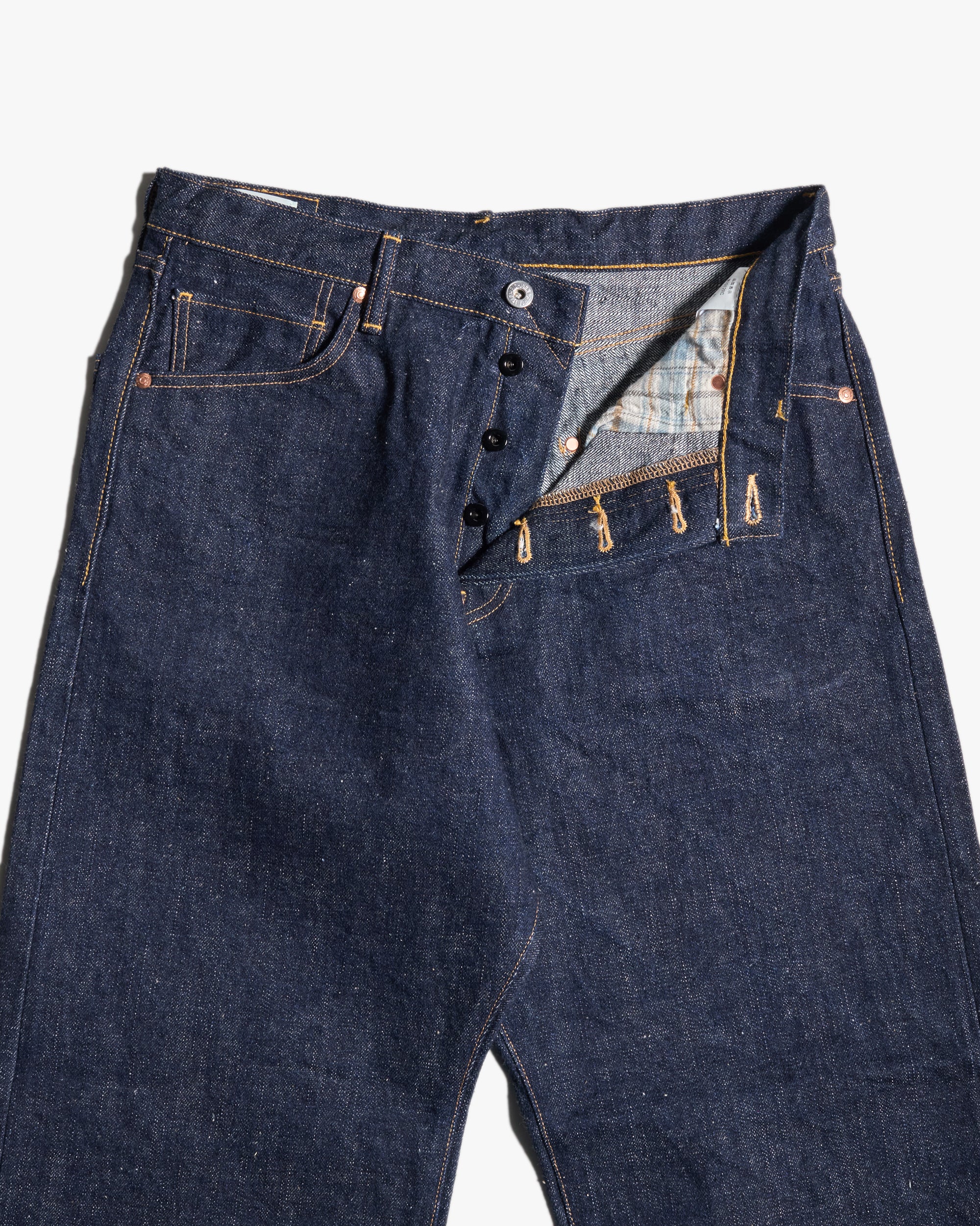 Big John Green Label M1012RC Wild Duck Wide Straight Selvedge Jeans - Indigo Onewash - Image 7