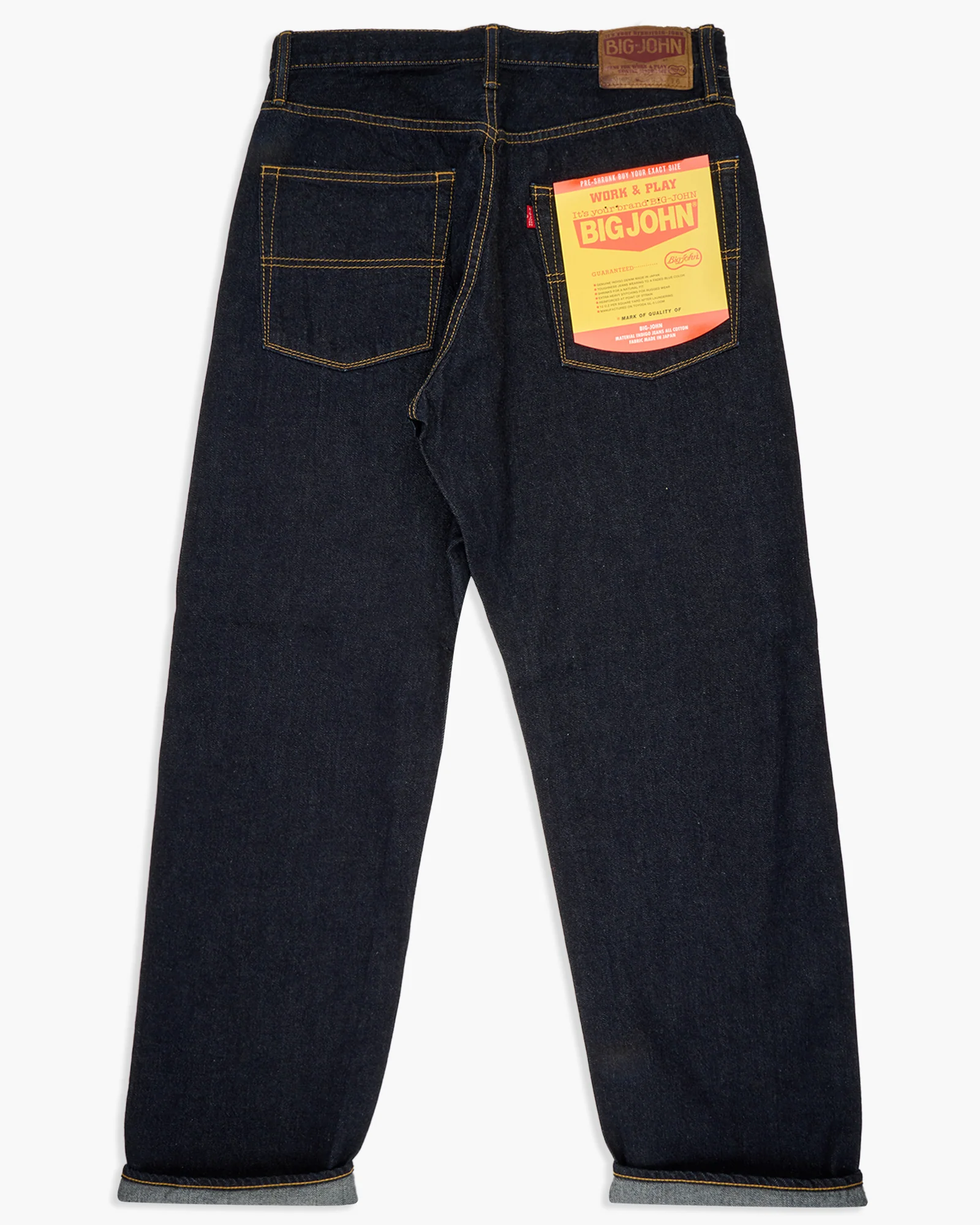 Big John M102SL Vintage 60's Classic Straight Selvedge Mens Jeans - Indigo Long Wash - Image 5