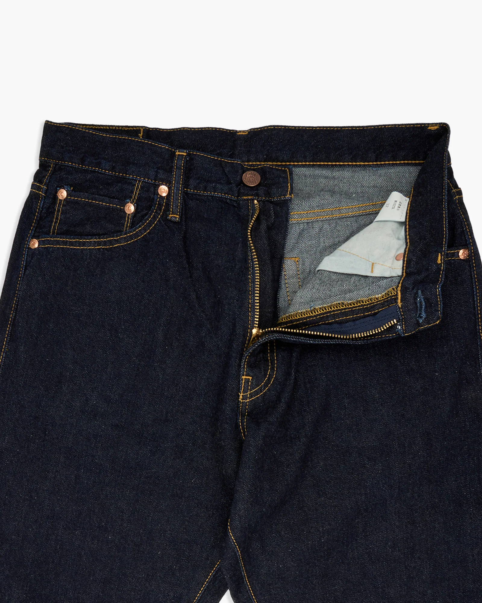 Big John M102SL Vintage 60's Classic Straight Selvedge Mens Jeans - Indigo Long Wash - Image 6
