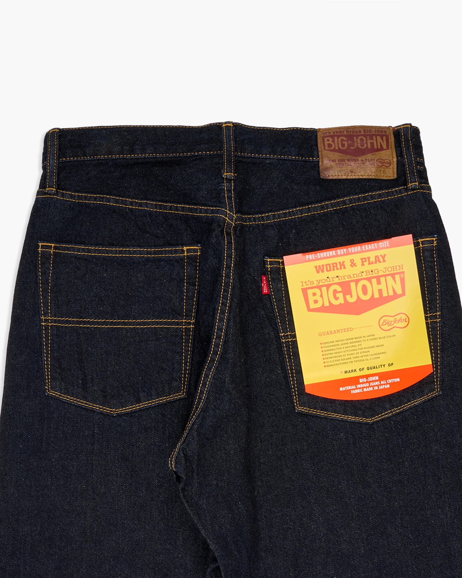 Big John M102SL Vintage 60's Classic Straight Selvedge Mens Jeans - Indigo Long Wash - Image 7