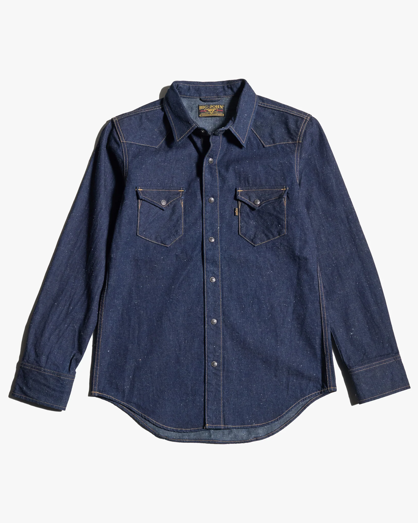Big John MS004E 10oz Selvedge Denim Work Shirt - Vintage Neppy Indigo