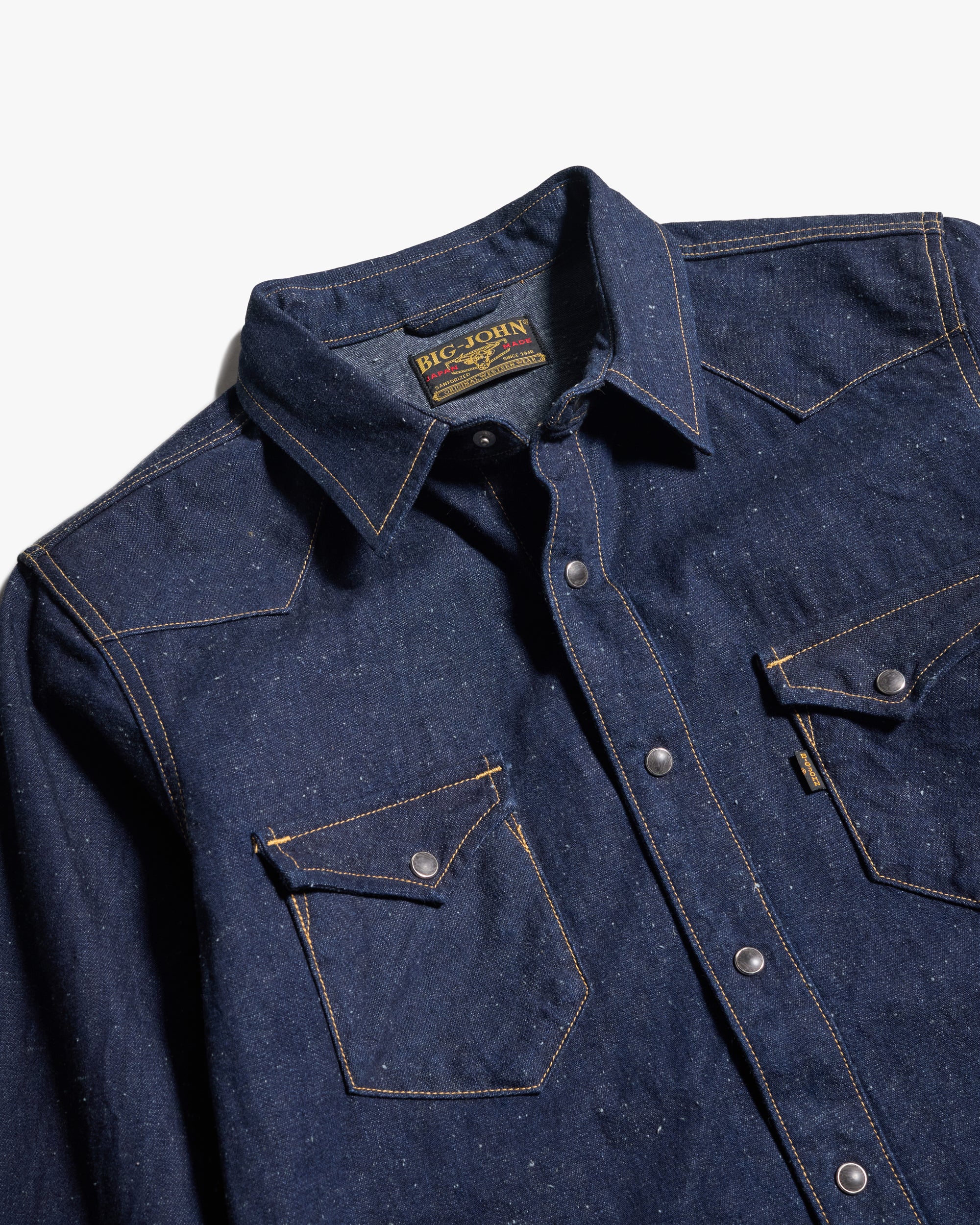 Big John MS004E 10oz Selvedge Denim Work Shirt - Vintage Neppy Indigo - Image 2