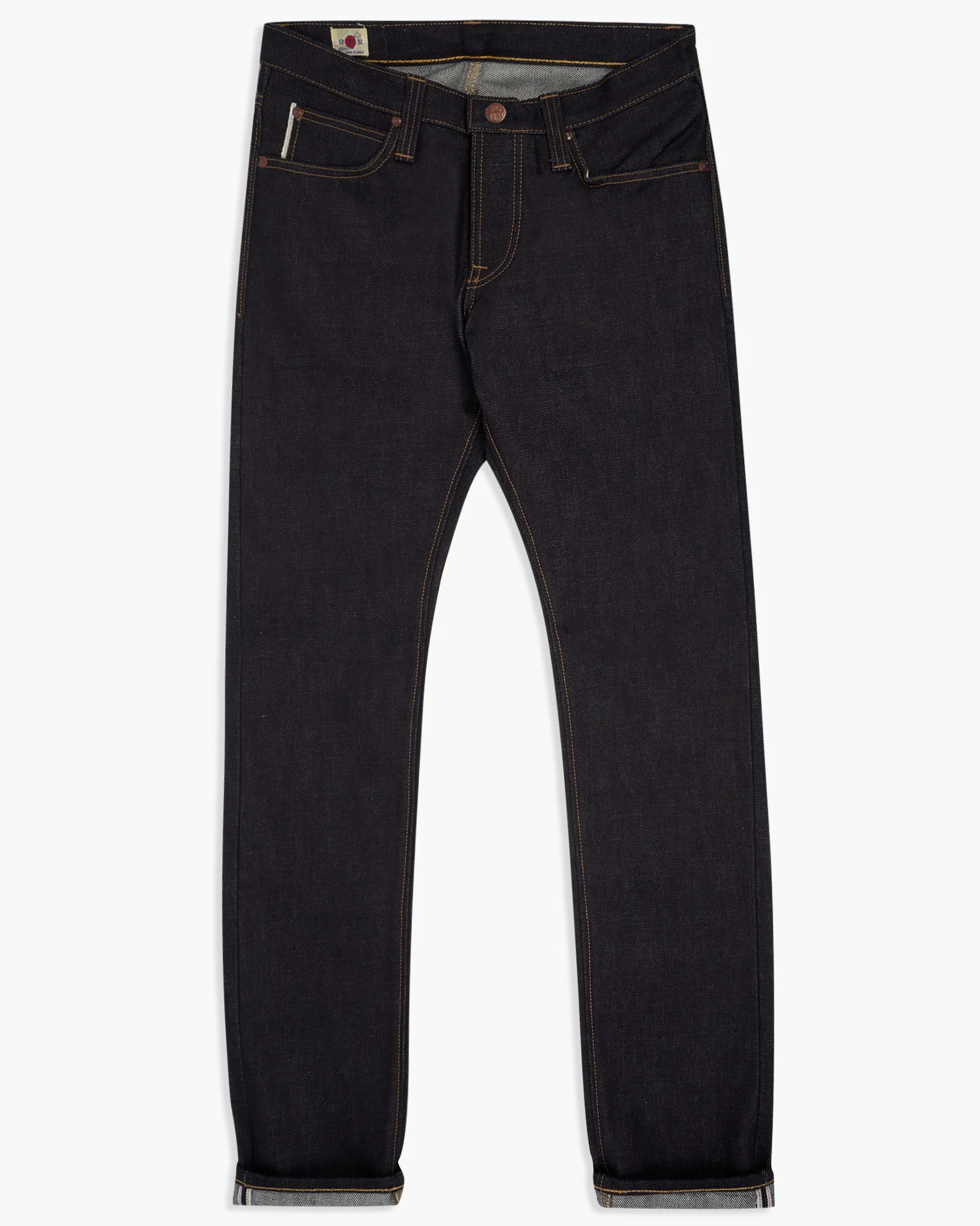 Big John M106G Tough 23oz Slim Tapered Selvedge Mens Jeans - Unwashed - Image 4