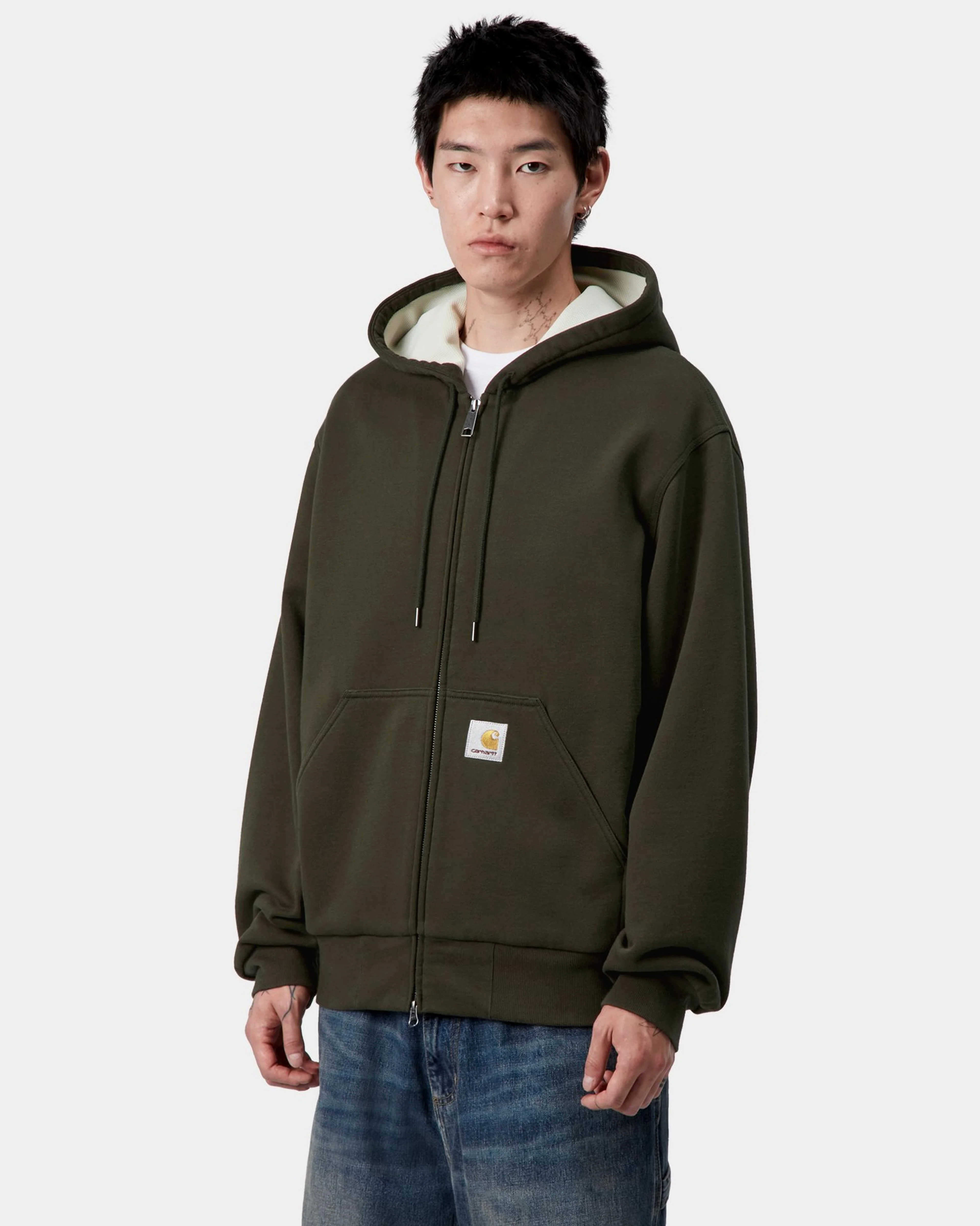 Carhartt WIP Active Sweat Jacket - Olive Stone Washed - Image 2