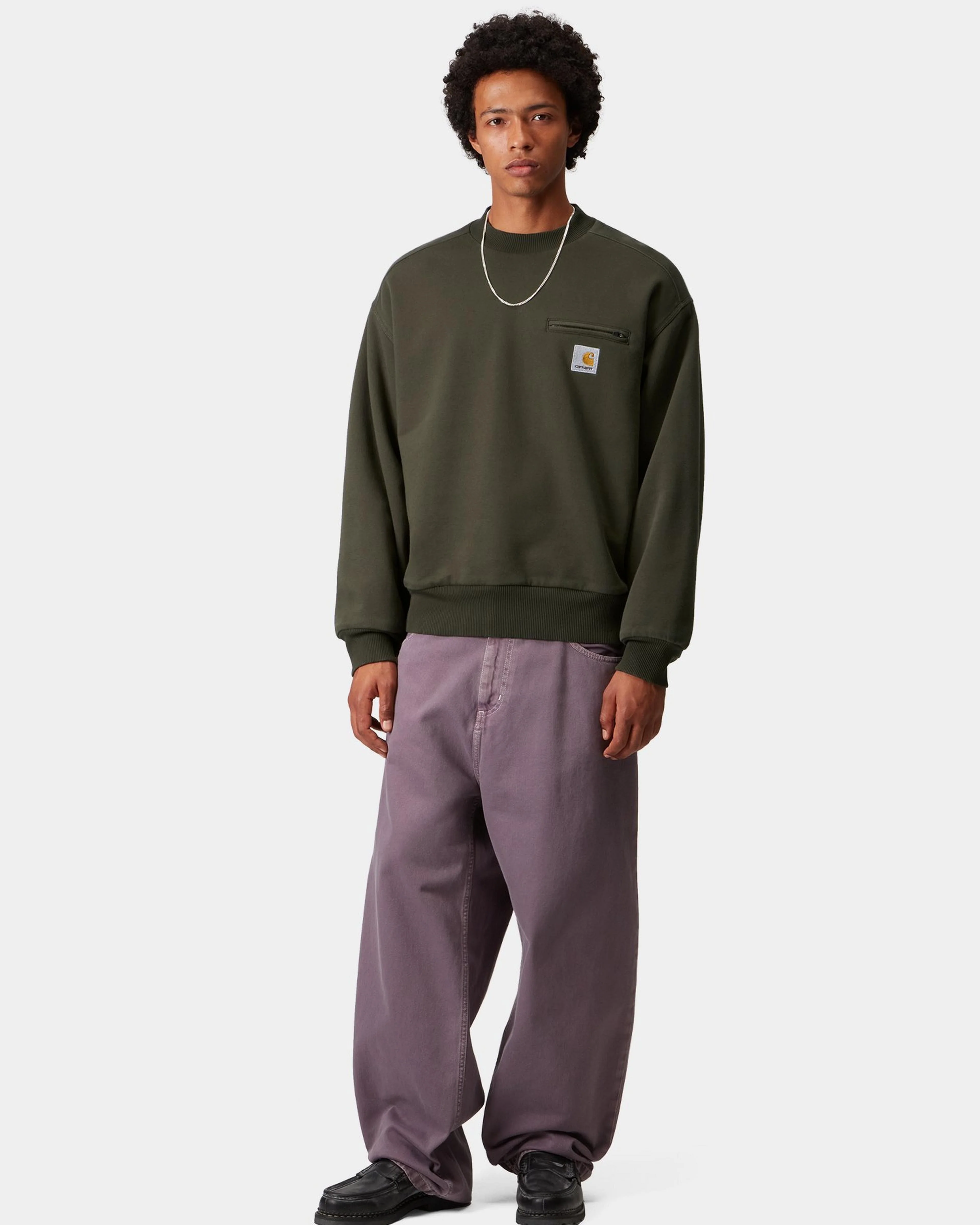 Carhartt WIP Detroit Sweat - Olive Stone Washed - Image 3
