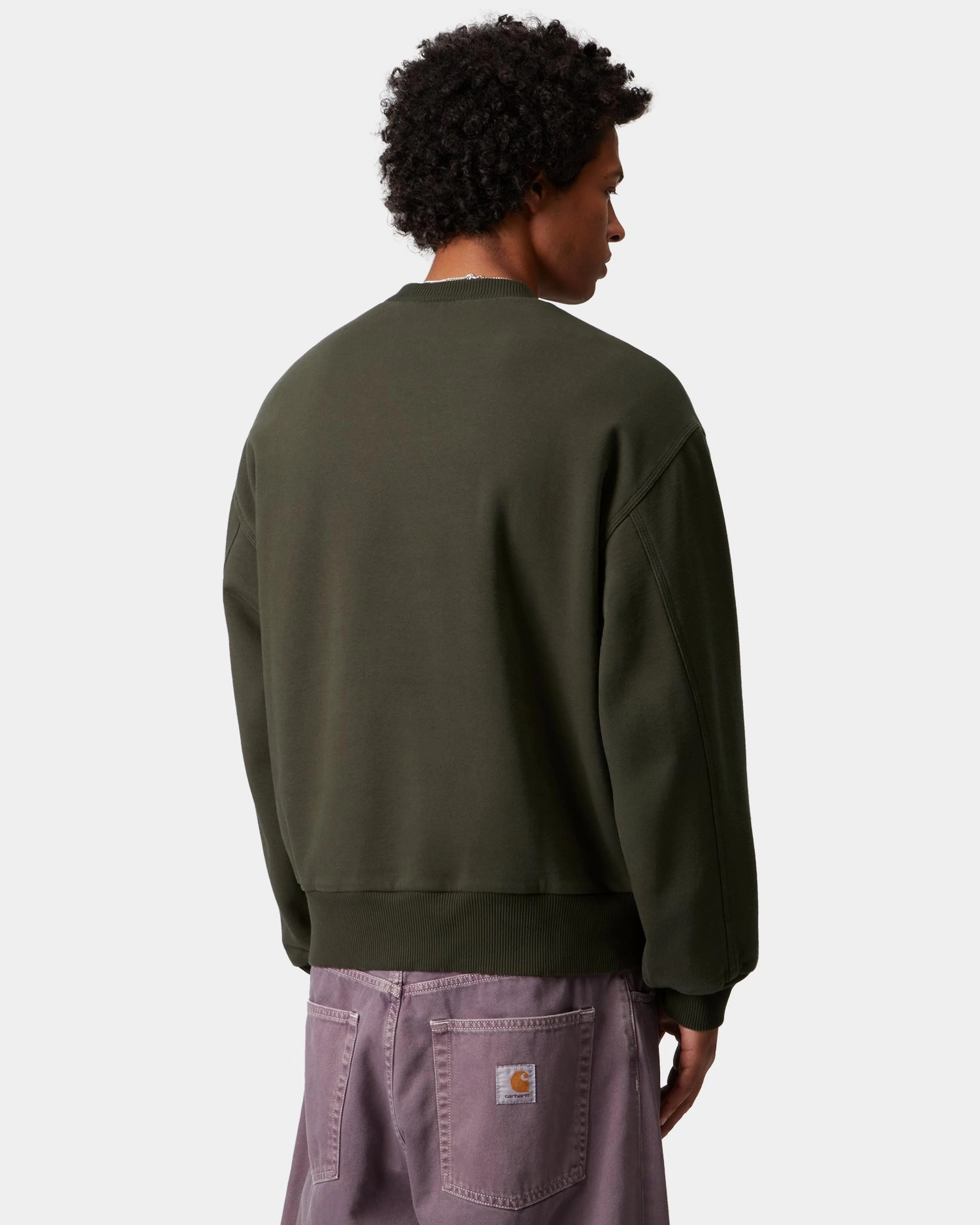 Carhartt WIP Detroit Sweat - Olive Stone Washed - Image 4