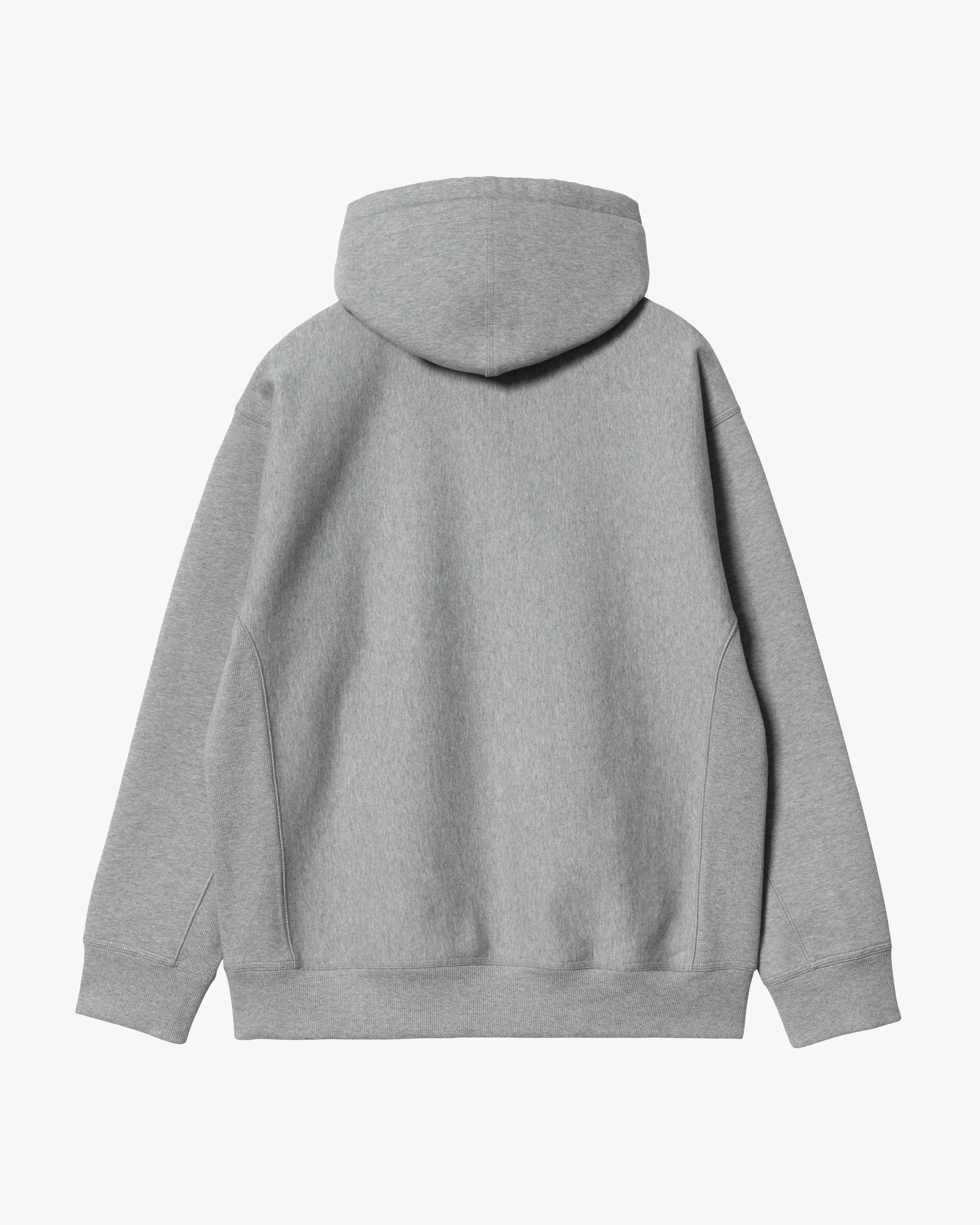 Carhartt WIP Hooded American Script Sweat - Grey Heather - Image 5