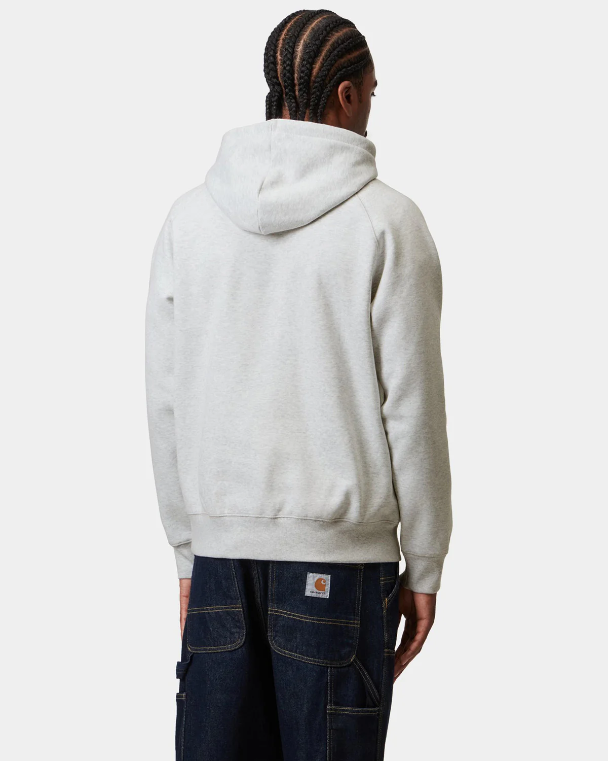 Carhartt WIP Hooded Chase Sweat - Ash Heather / Gold - Image 3