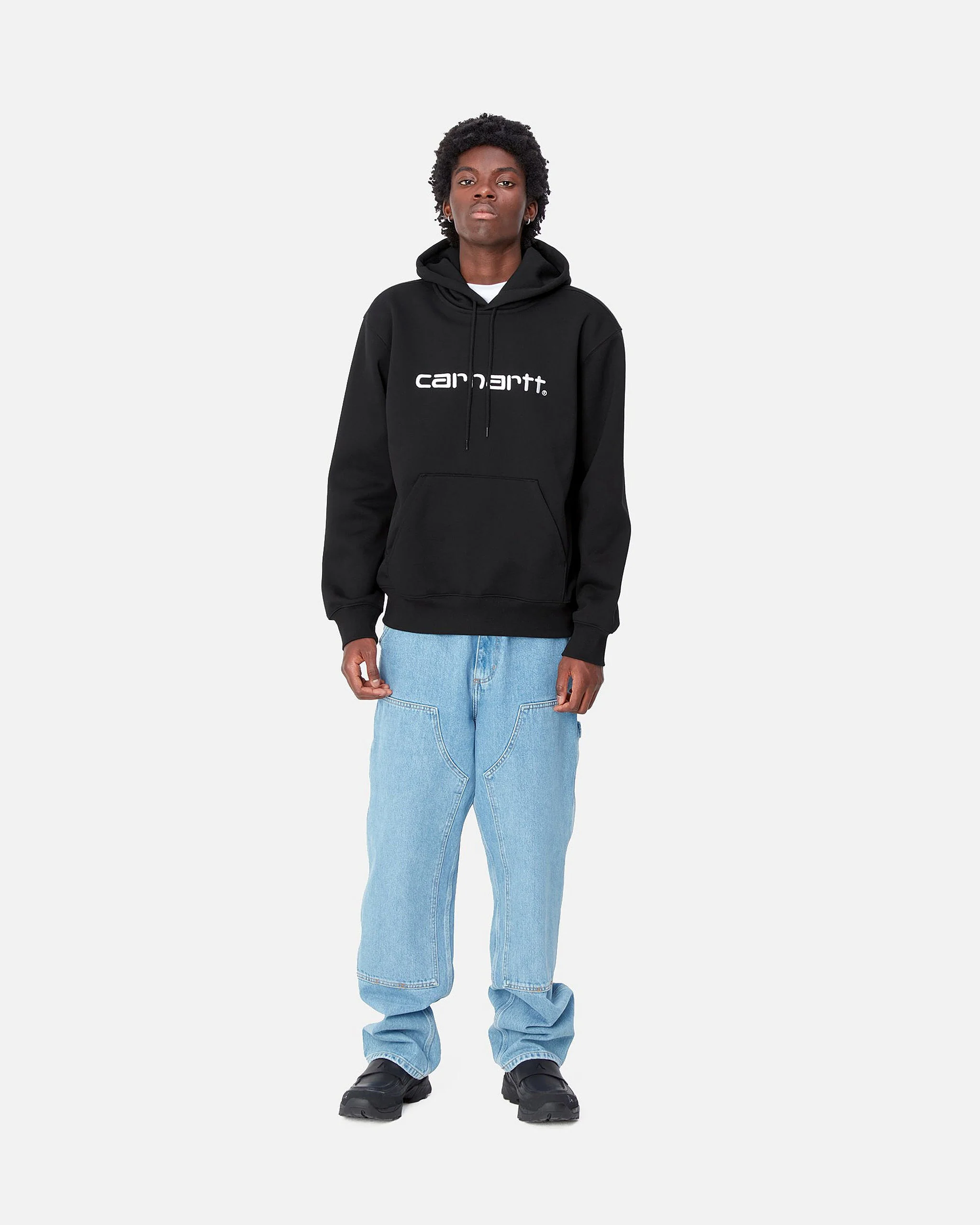 Carhartt WIP Hooded Sweatshirt - Black / White - Image 4