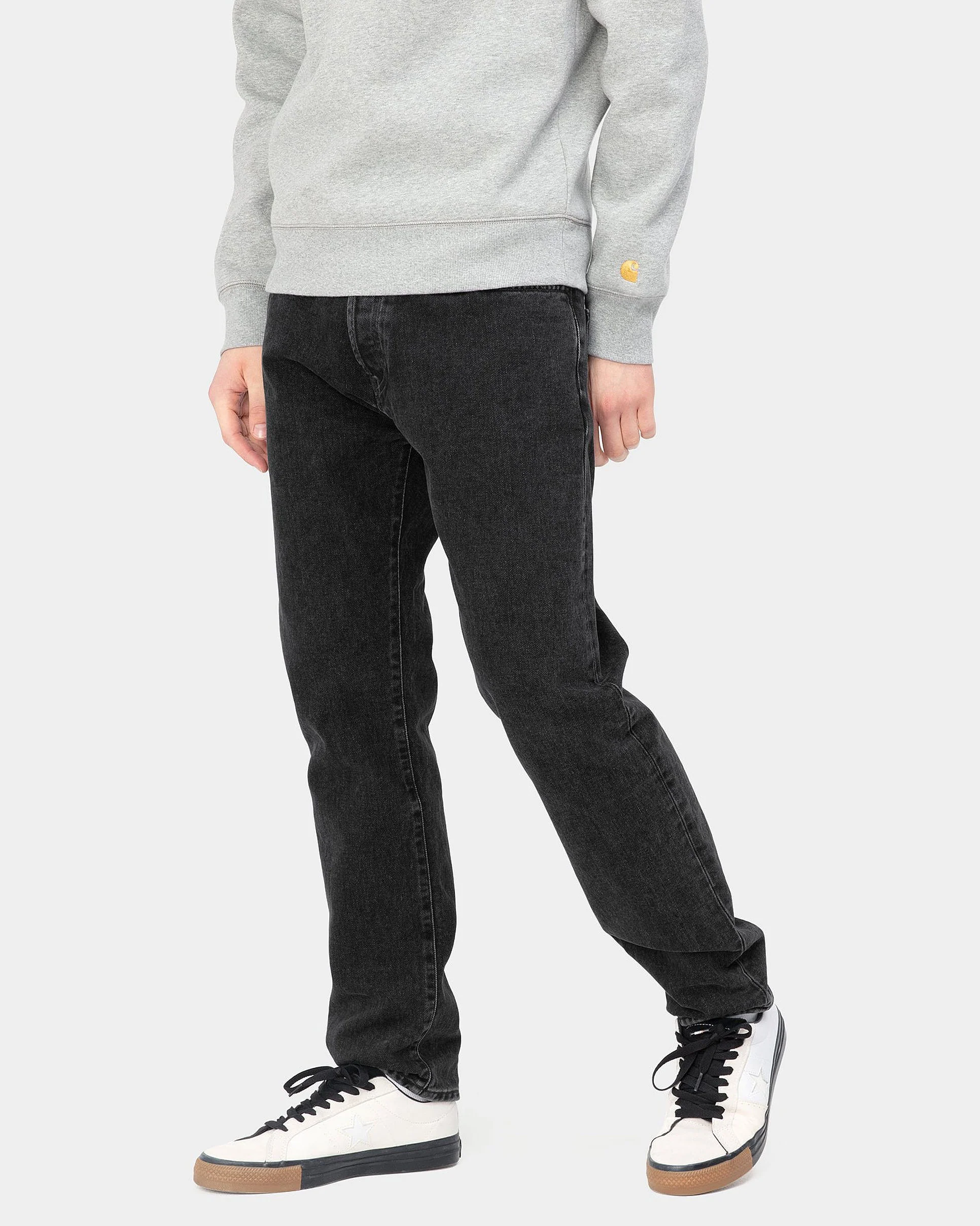 Carhartt WIP Klondike Pant Regular Tapered Mens Jeans - Black Stone Washed - Image 3