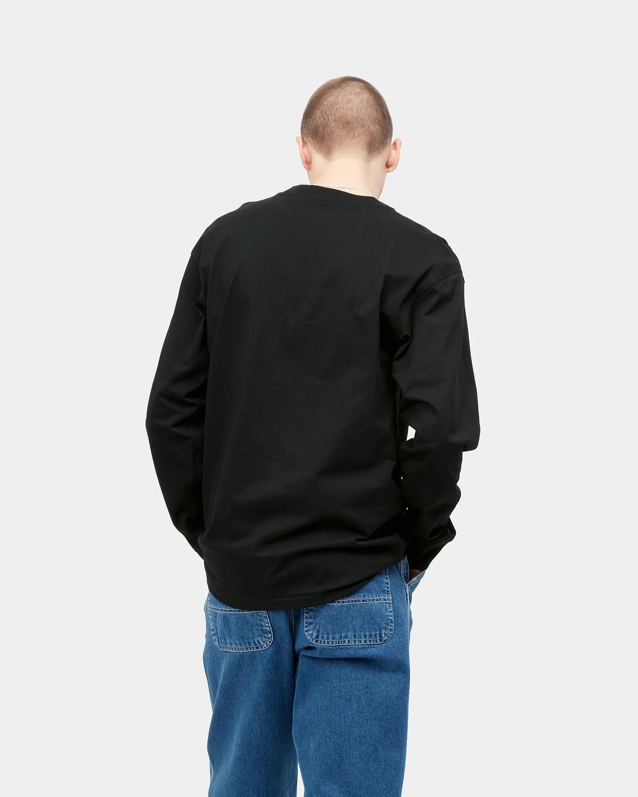 Carhartt WIP L/S American Script Tee - Black - Image 4
