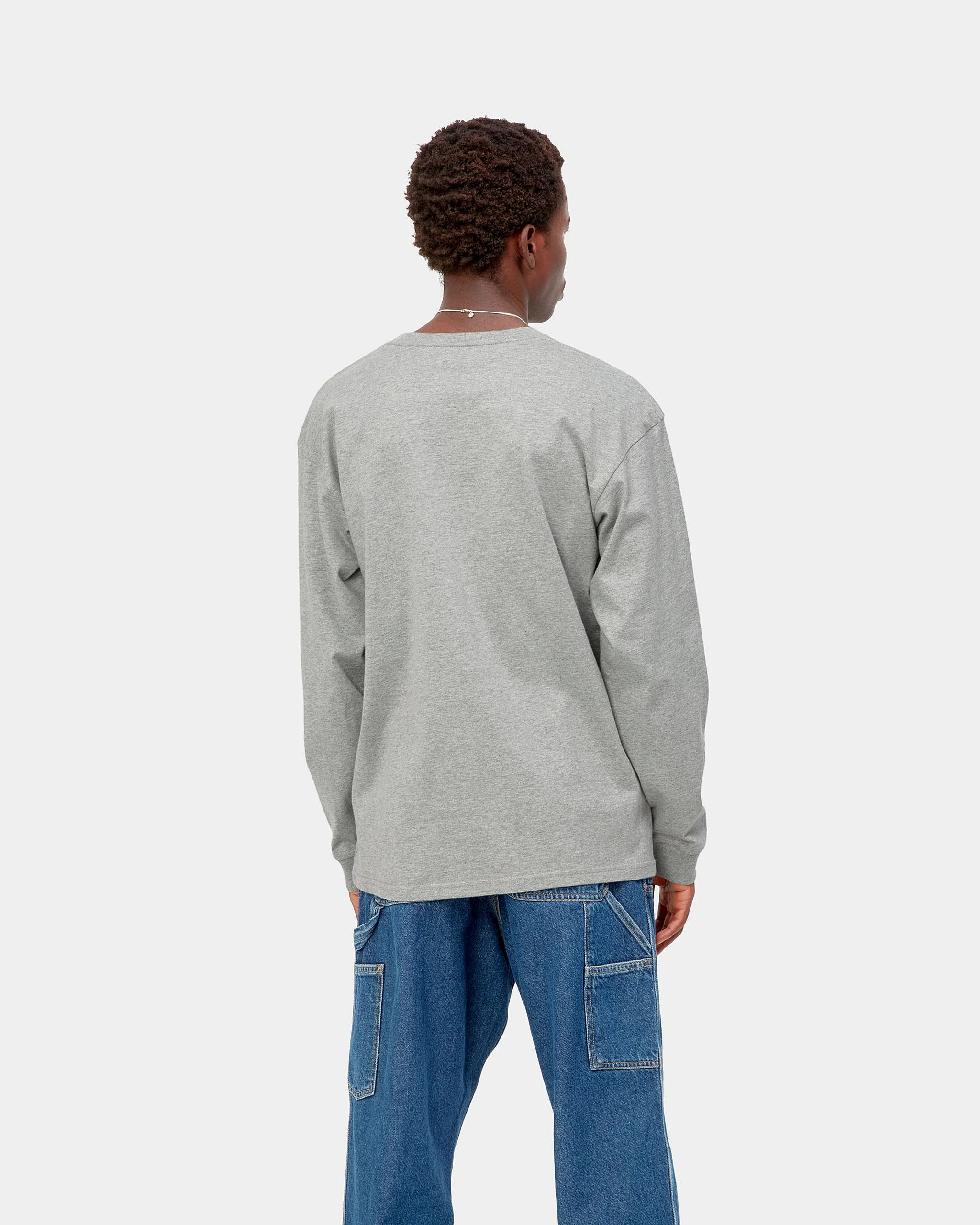 Carhartt WIP L/S Chase Tee - Grey Heather / Gold - Image 3