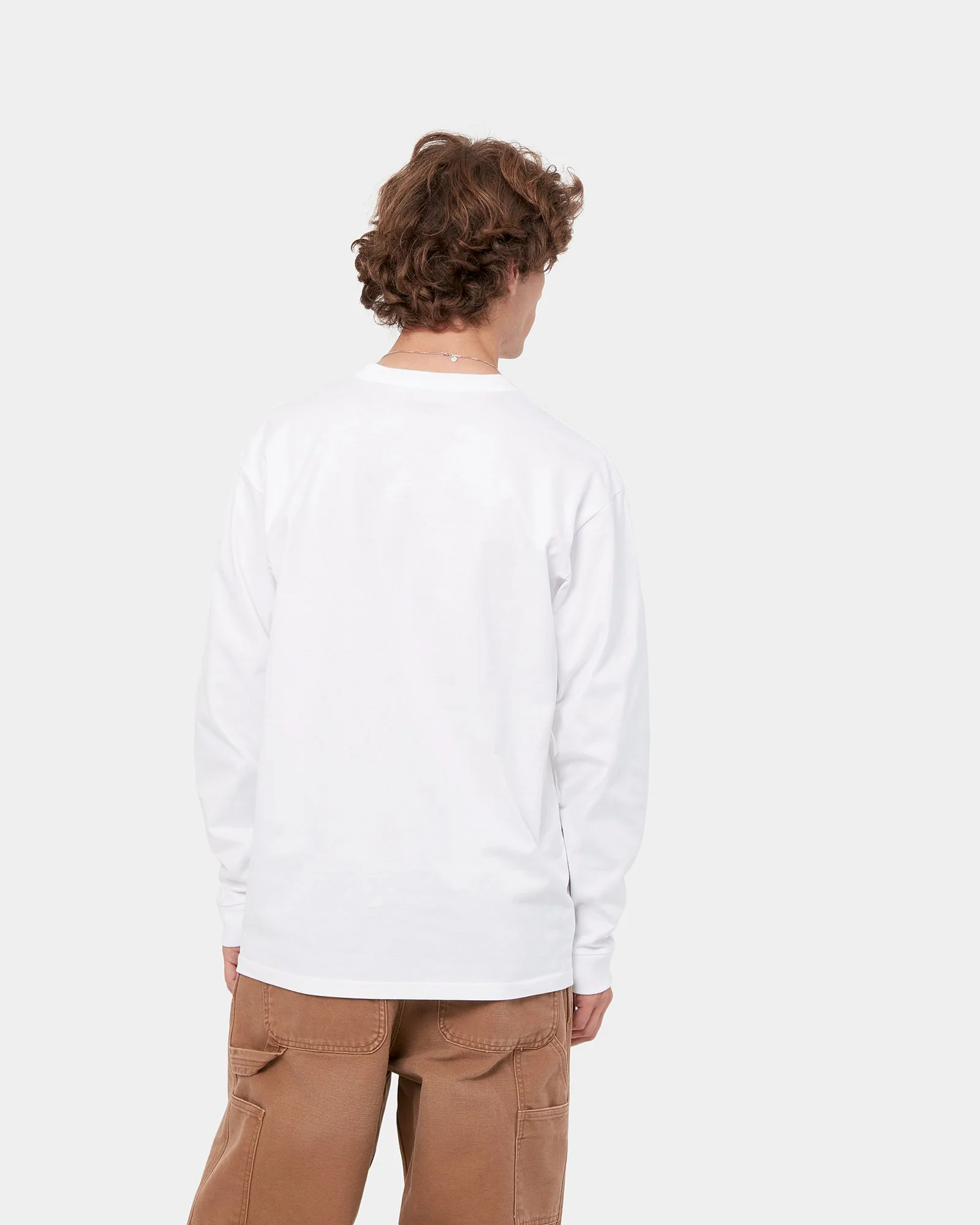 Carhartt WIP L/S Chase Tee - White / Gold - Image 4