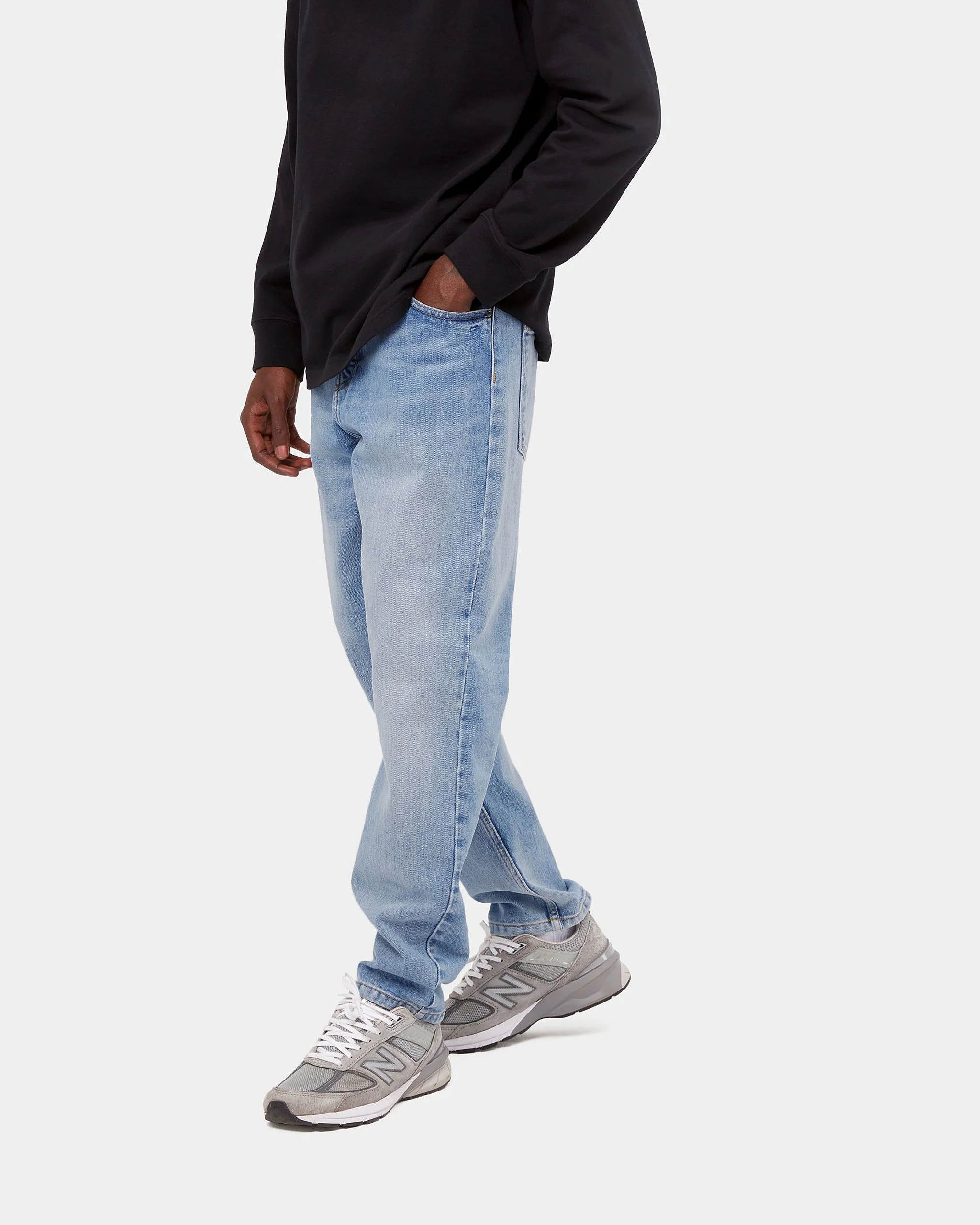 Carhartt WIP Newel Pant Relaxed Tapered Mens Jeans - Blue Light Used Wash - Image 2