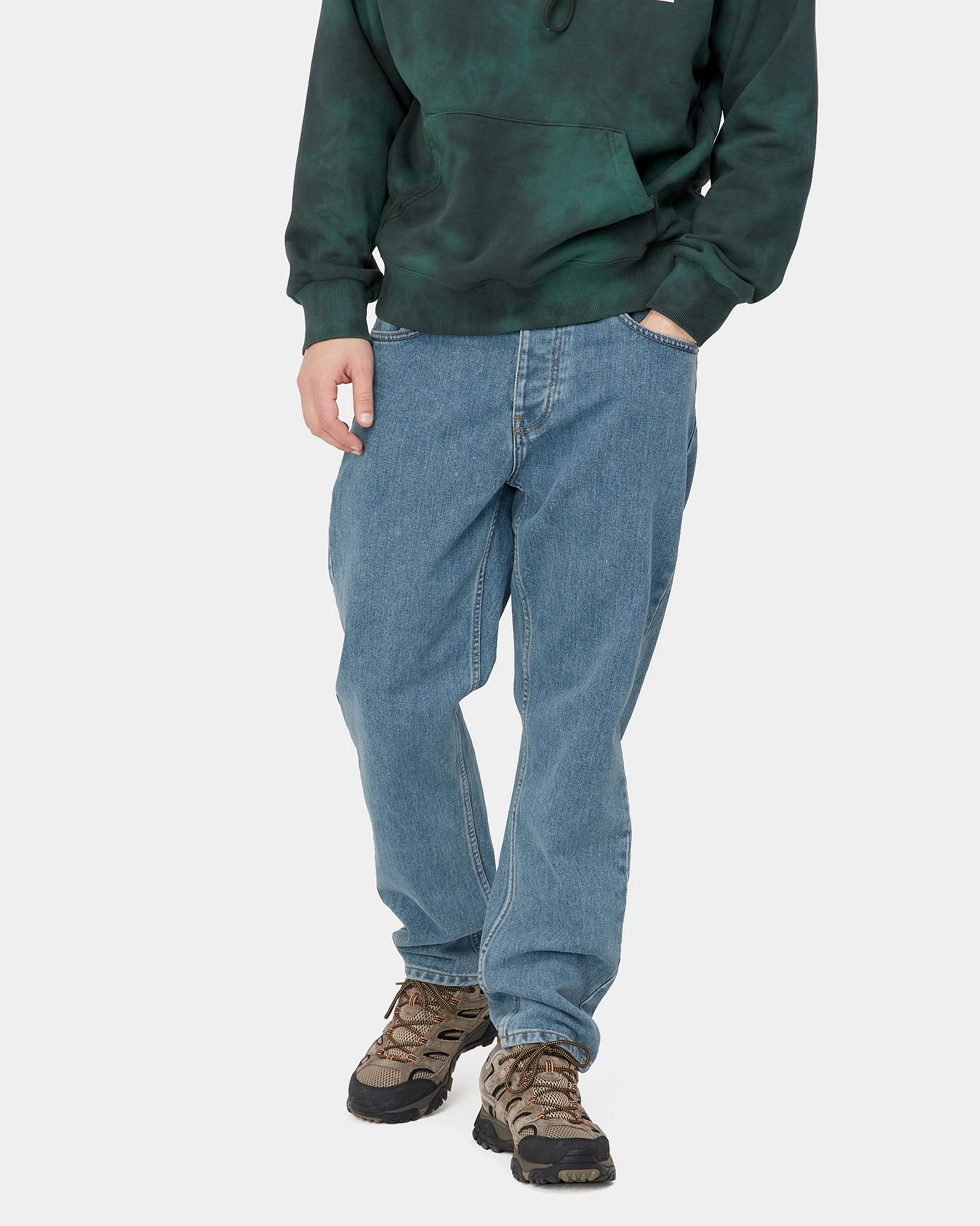 Carhartt WIP Newel Pant Relaxed Tapered Mens Jeans - Blue Stone Bleached - Image 2
