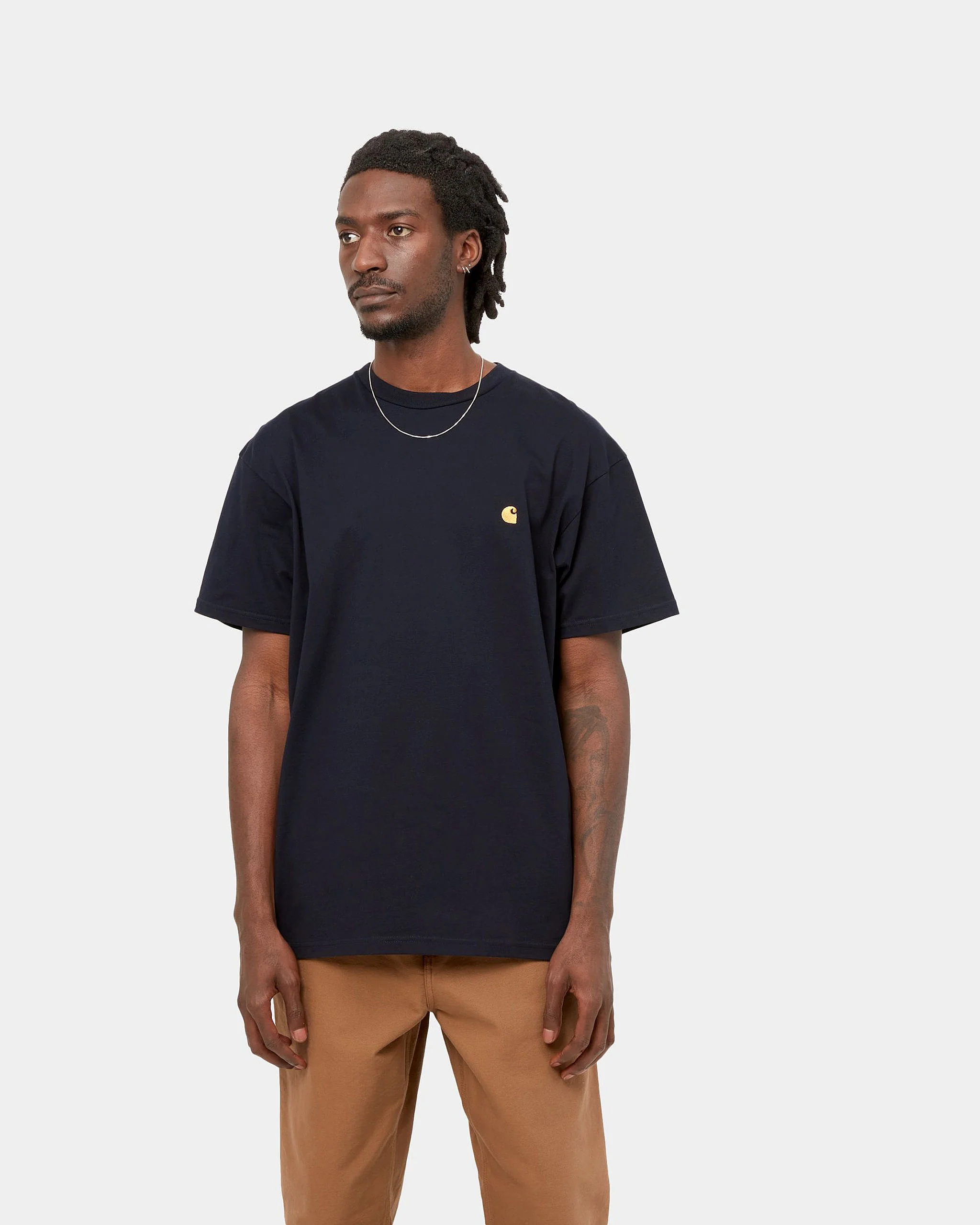 Carhartt WIP S/S Chase Tee - Dark Navy / Gold - Image 2