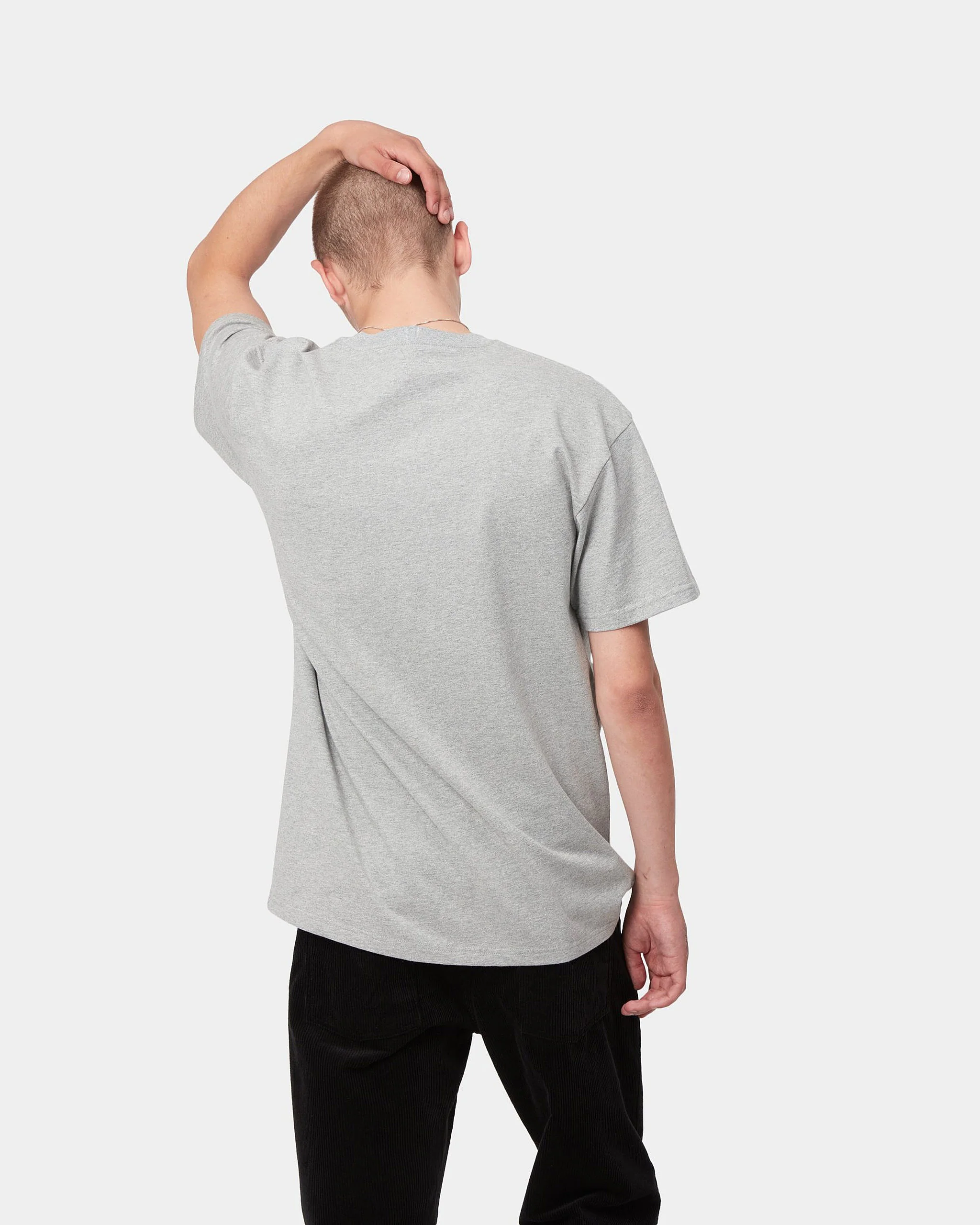 Carhartt WIP S/S Chase Tee - Grey Heather / Gold - Image 3
