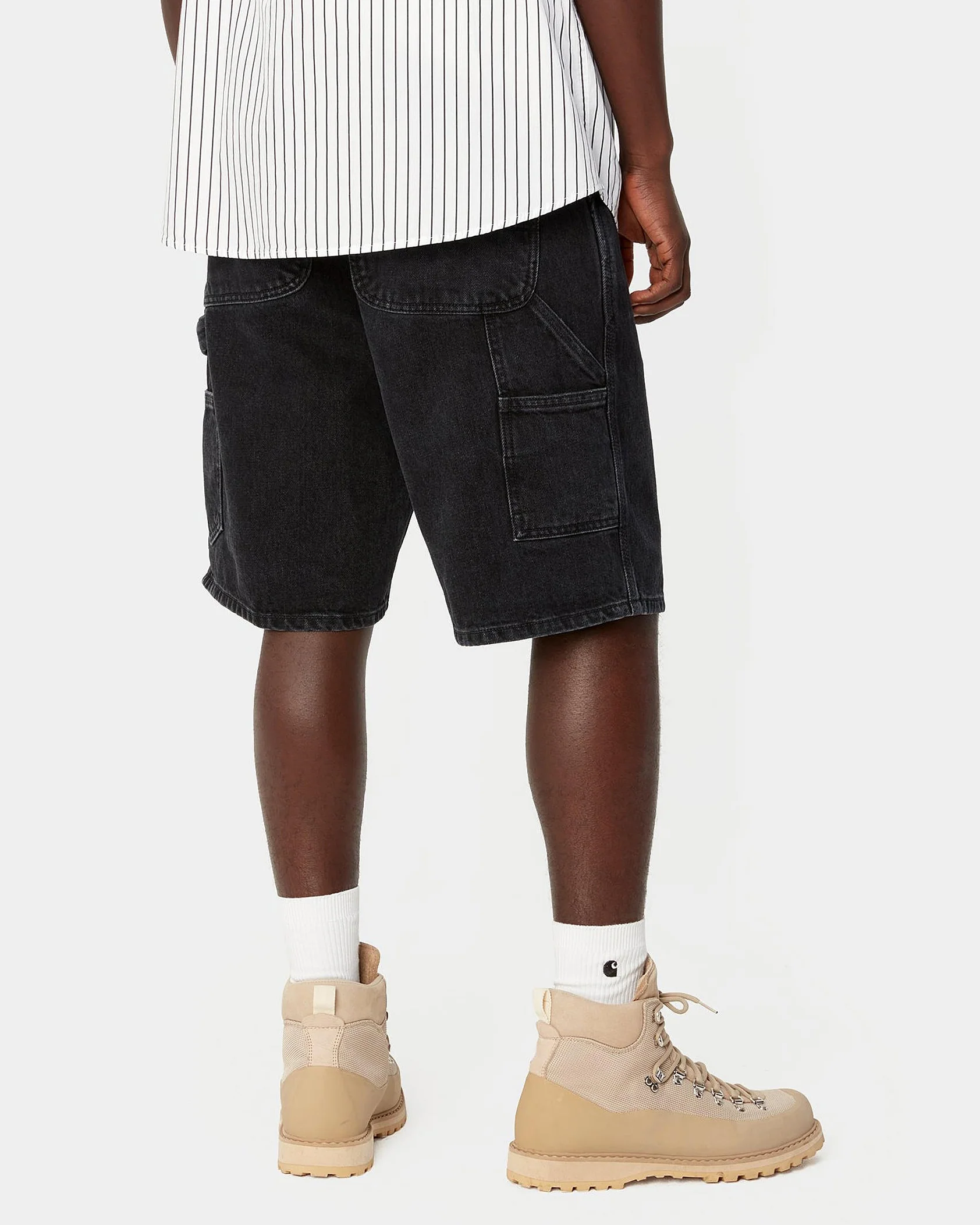 Carhartt WIP Single Knee Shorts - Black Stone Washed - Image 3
