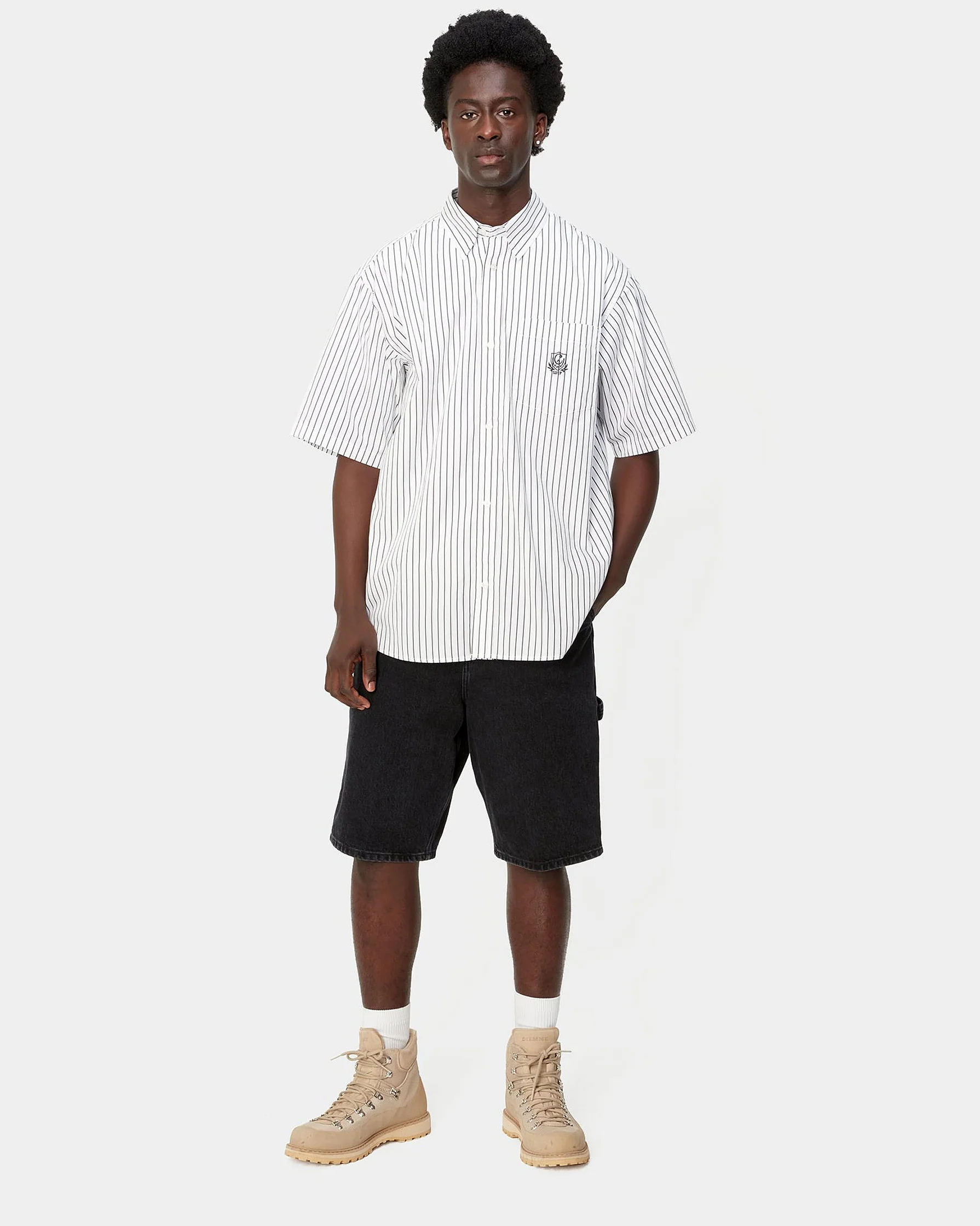 Carhartt WIP Single Knee Shorts - Black Stone Washed - Image 5