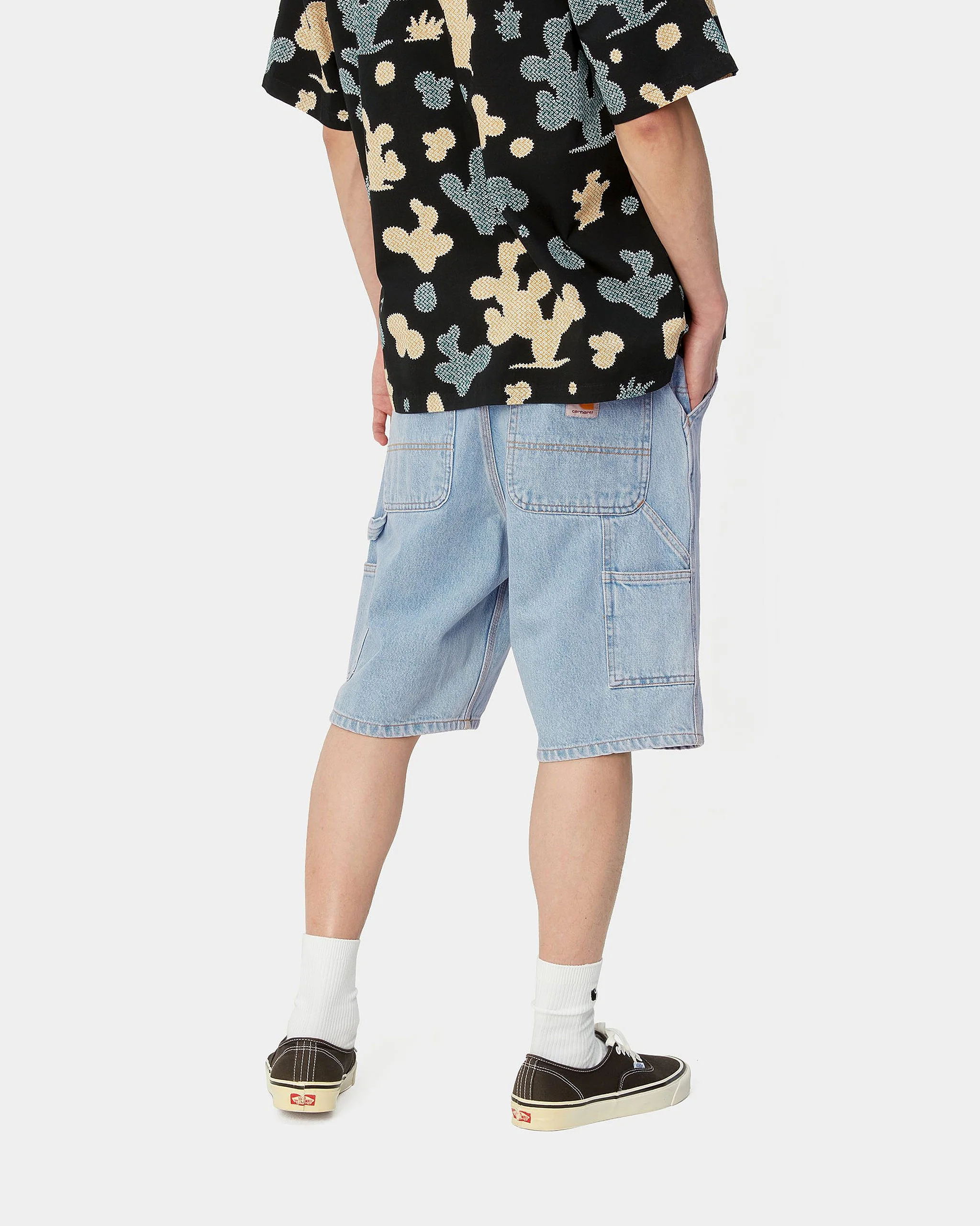 Carhartt WIP Single Knee Shorts - Blue Heavy Stone Bleached - Image 4