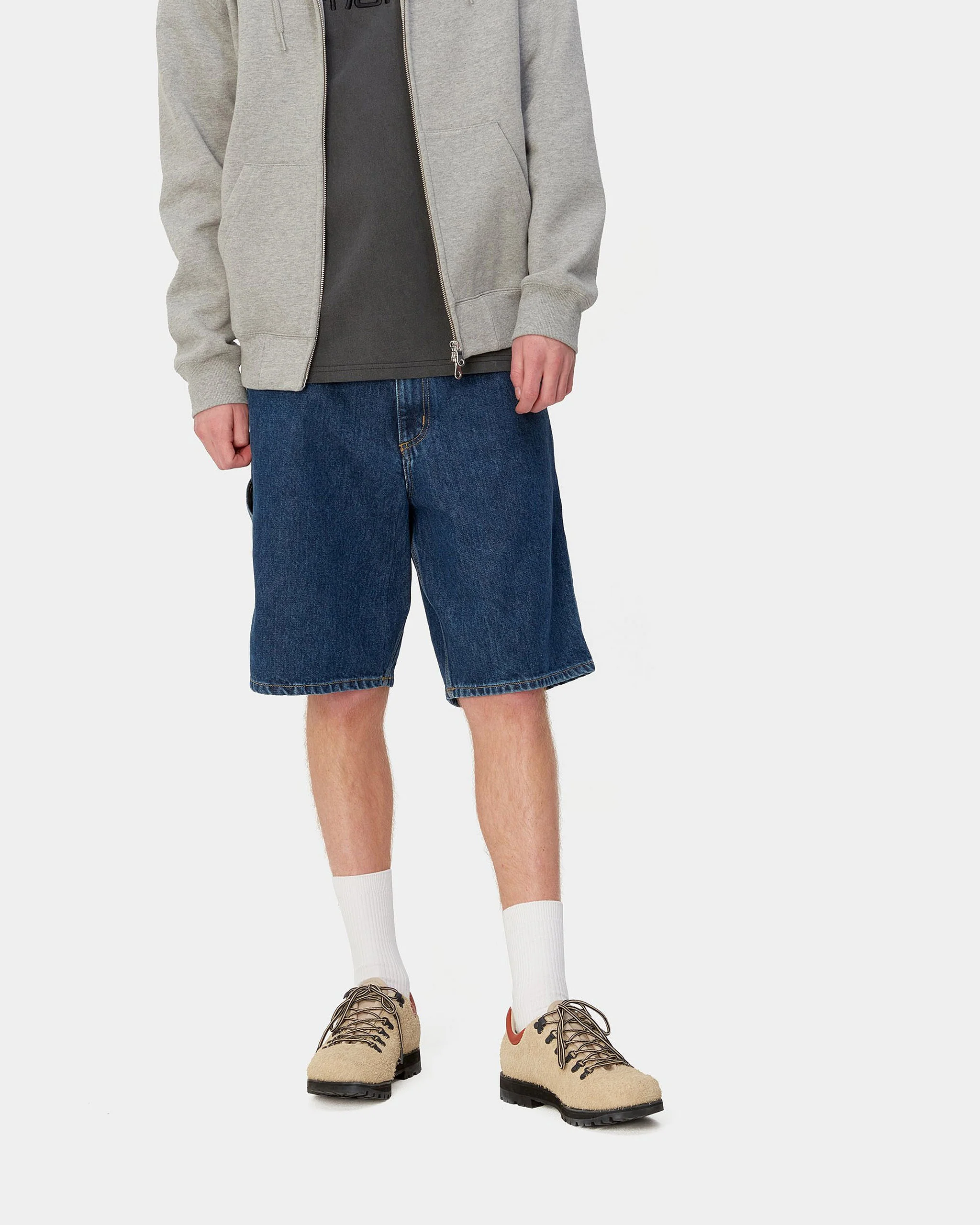 Carhartt WIP Single Knee Shorts - Blue Stone Washed - Image 2