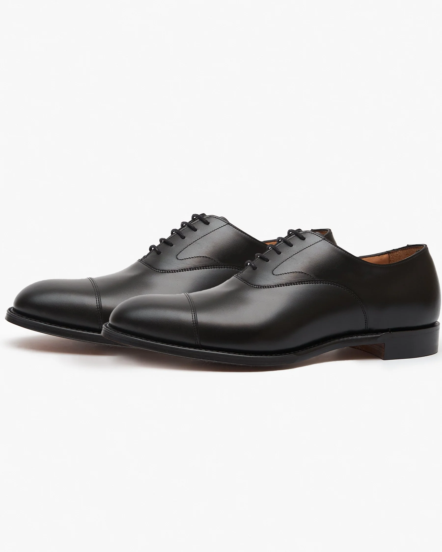 Cheaney Alfred Capped Oxford Shoe - Black Calf Leather - Image 3