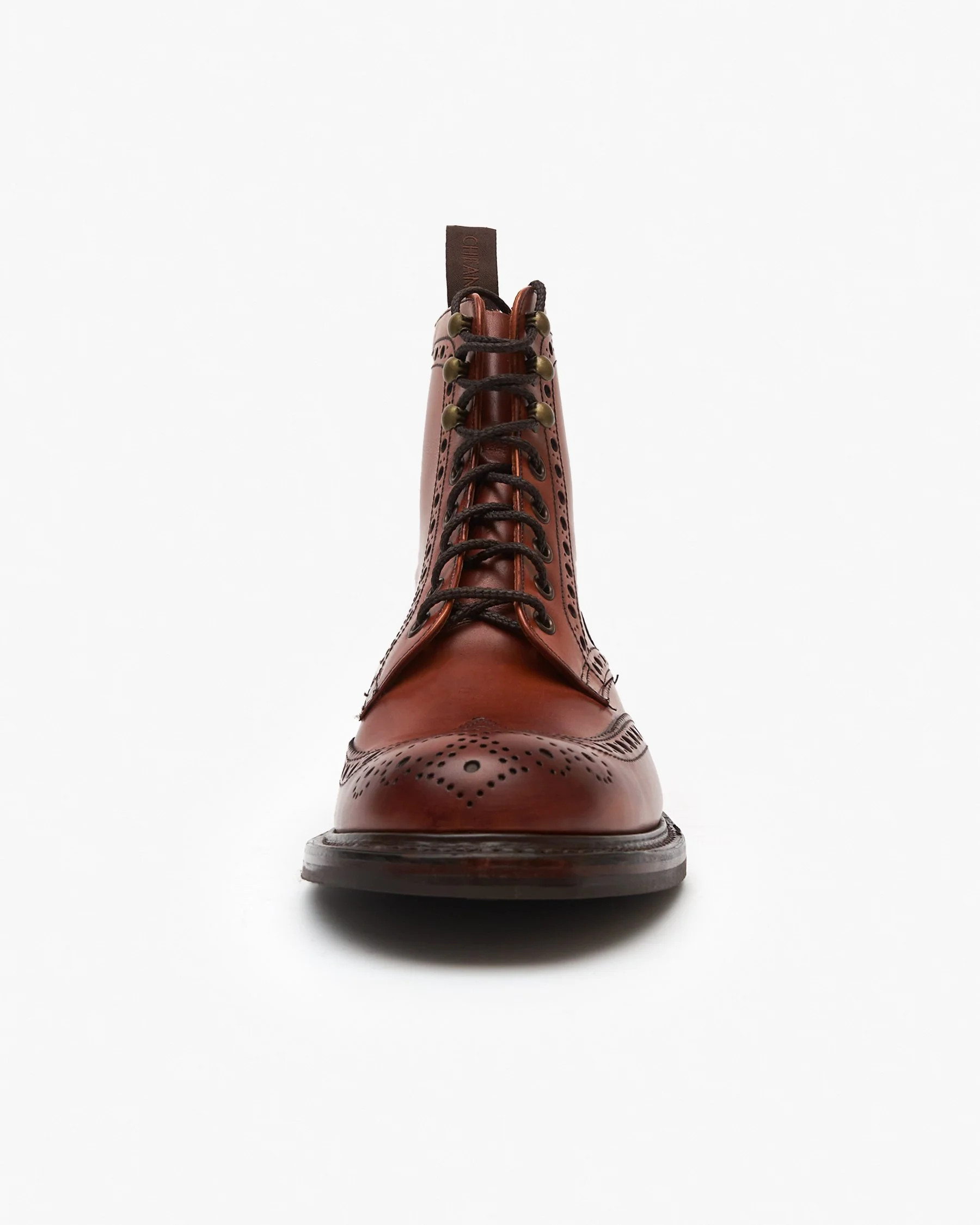 Cheaney Tweed R Wingcap Brogue Boot - Dark Leaf Calf Leather / Dainite Rubber Sole - Image 3