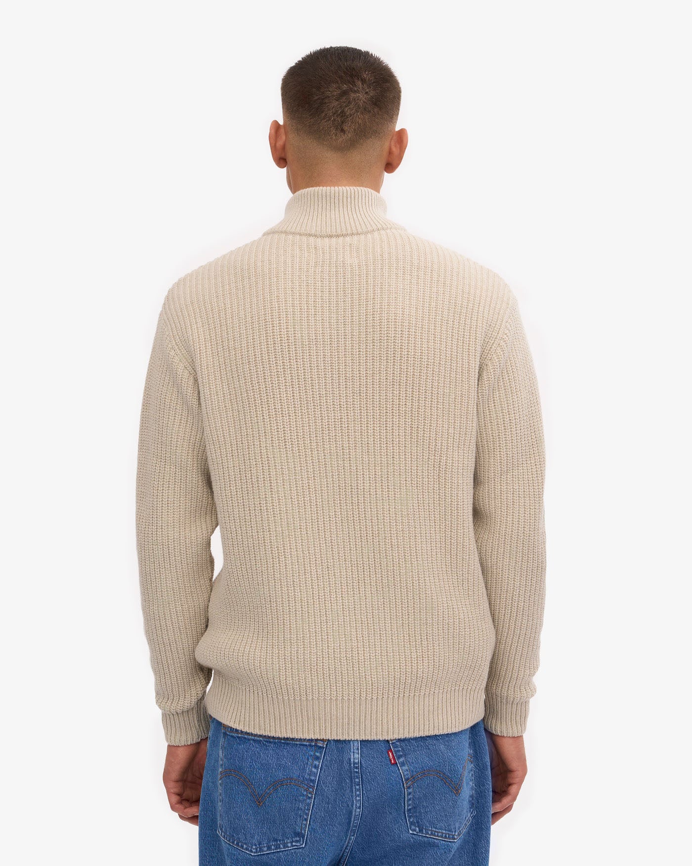 Colorful Standard Merino Wool Quarter Zip Sweater - Ivory White - Image 5